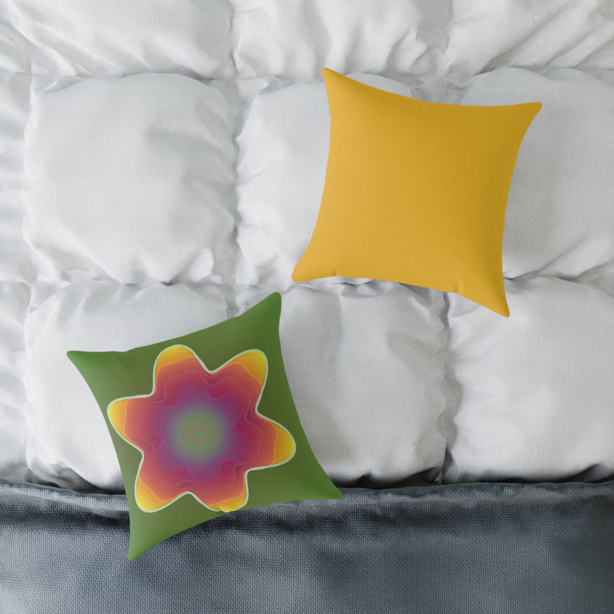 Psychedelic Flower Throw Pillow – Colorful Mandala Accent Cushion