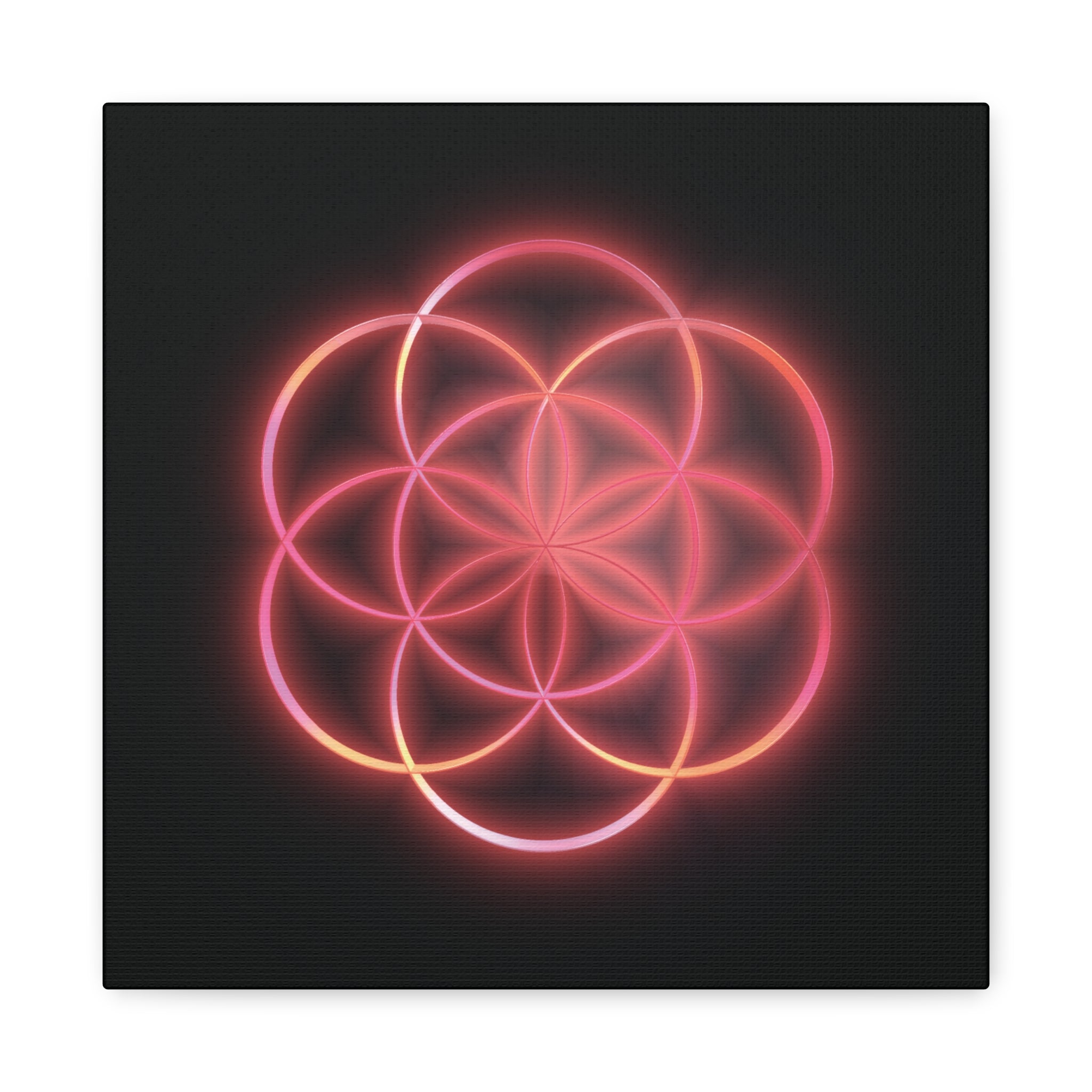 Neon Red Flower of Life Canvas