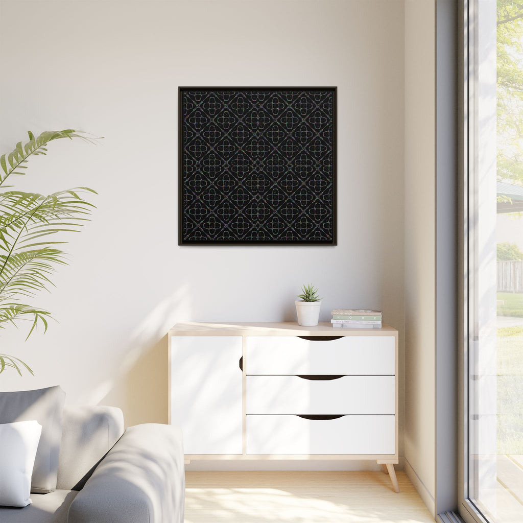 Sacred Geometry 174 Hz "Art by Sound" Cymatics - Framed Matte Canvas (Multi‑Color on Black)