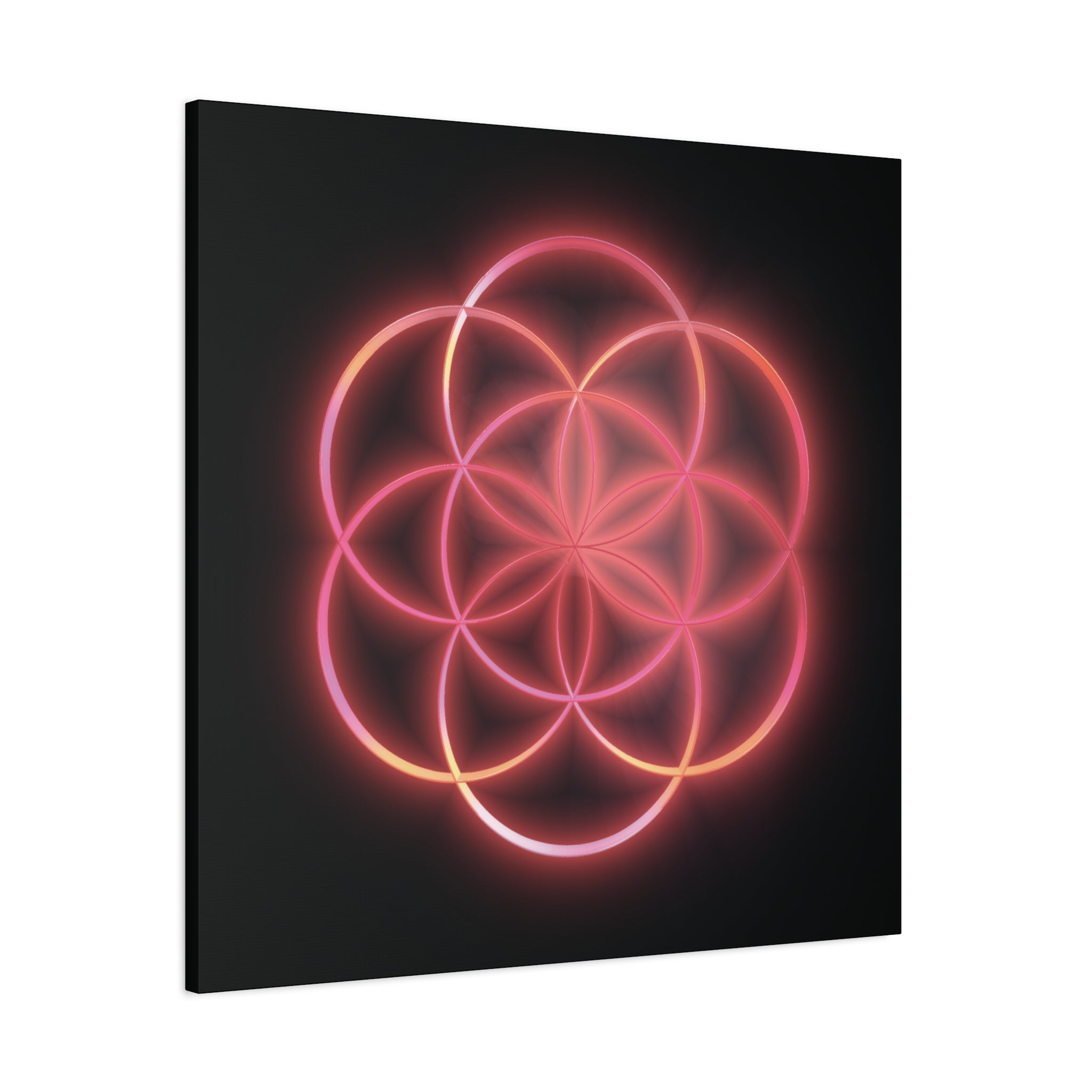 Neon Red Flower of Life Canvas
