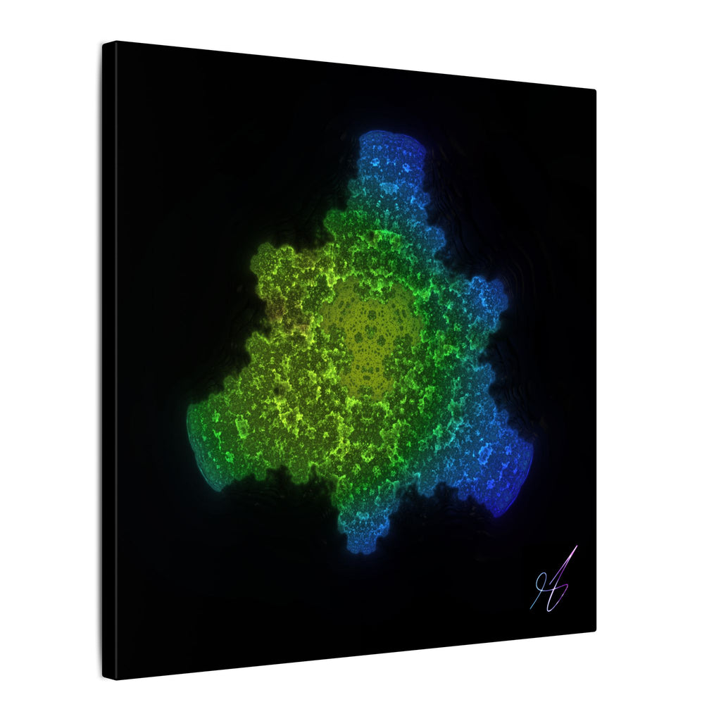 Abstract Fractal Green Blue Nebula Matte Canvas