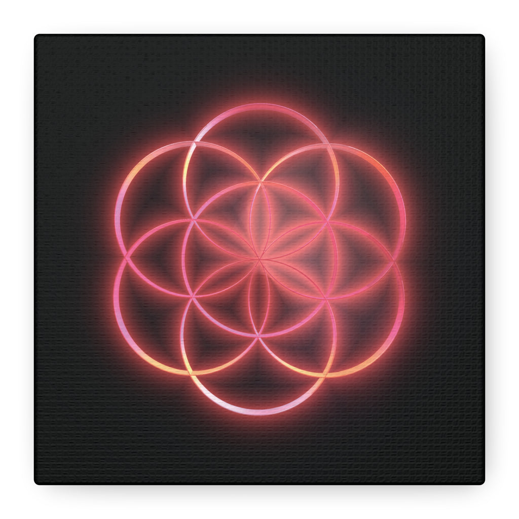 Neon Red Flower of Life Canvas