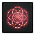 Neon Red Flower of Life Canvas