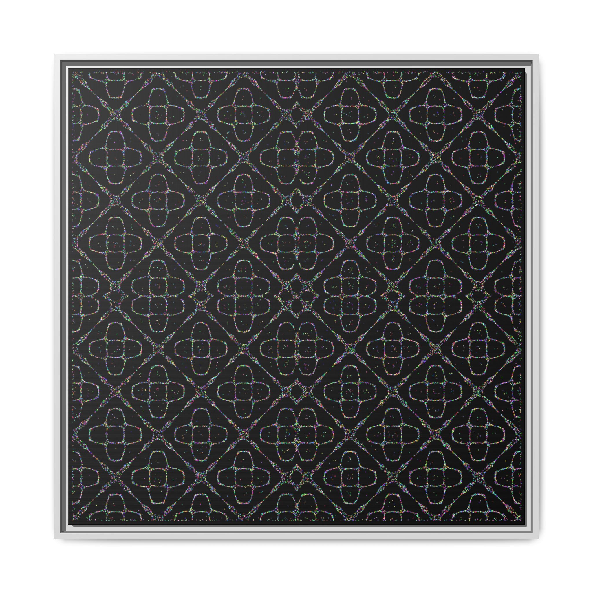 Sacred Geometry 174 Hz "Art by Sound" Cymatics - Framed Matte Canvas (Multi‑Color on Black)
