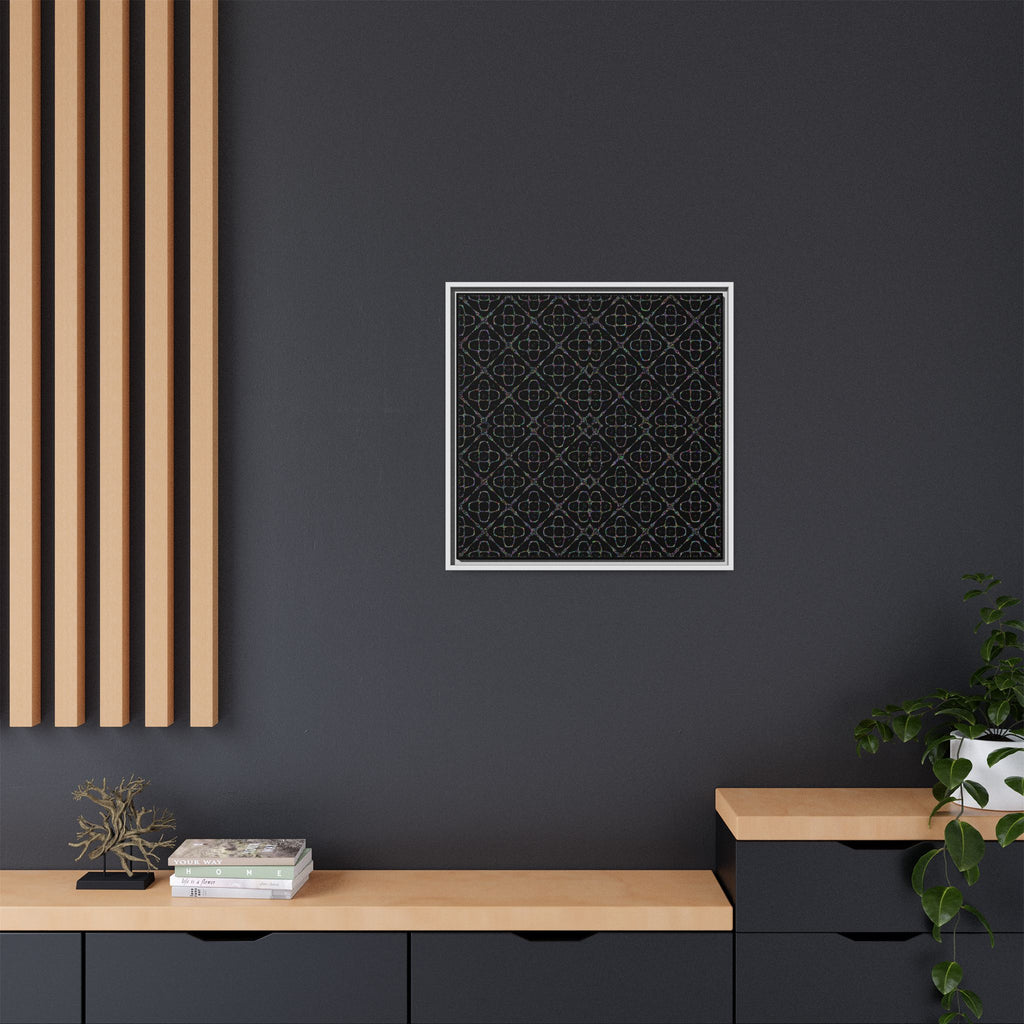 Sacred Geometry 174 Hz "Art by Sound" Cymatics - Framed Matte Canvas (Multi‑Color on Black)