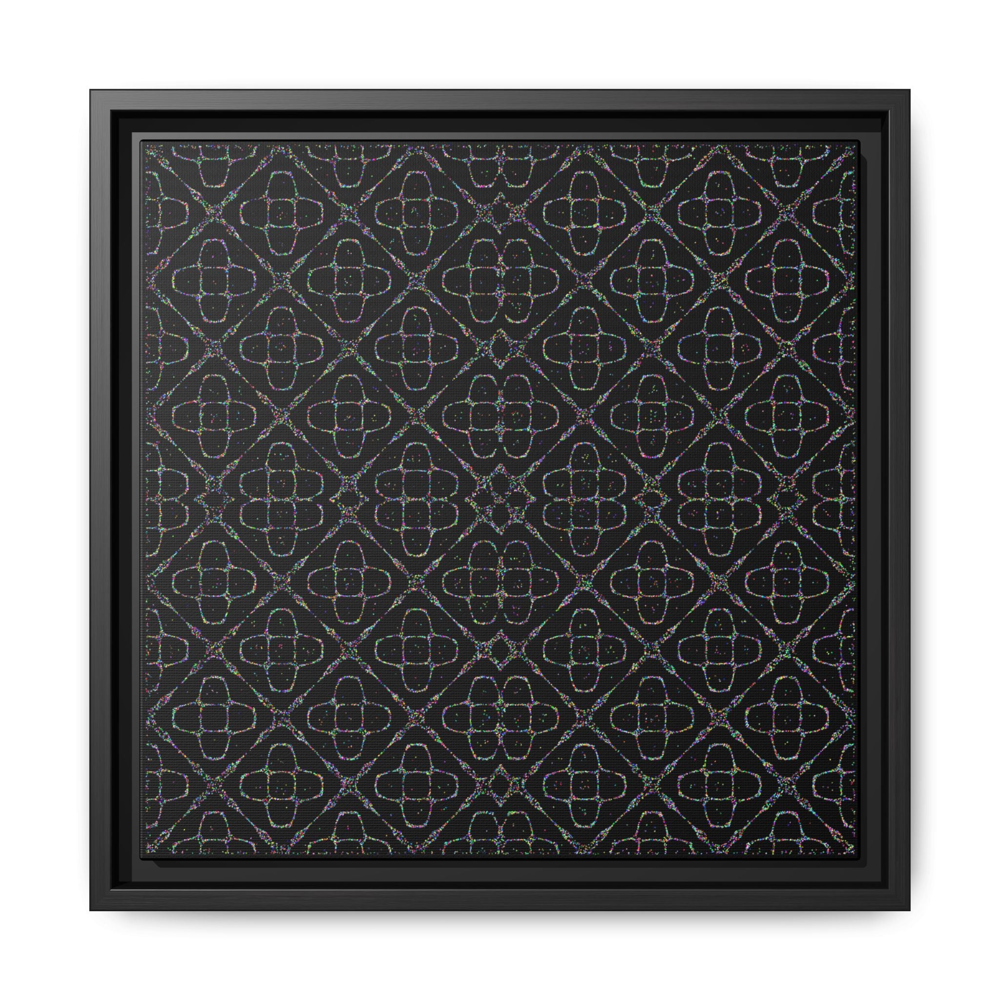 Sacred Geometry 174 Hz "Art by Sound" Cymatics - Framed Matte Canvas (Multi‑Color on Black)