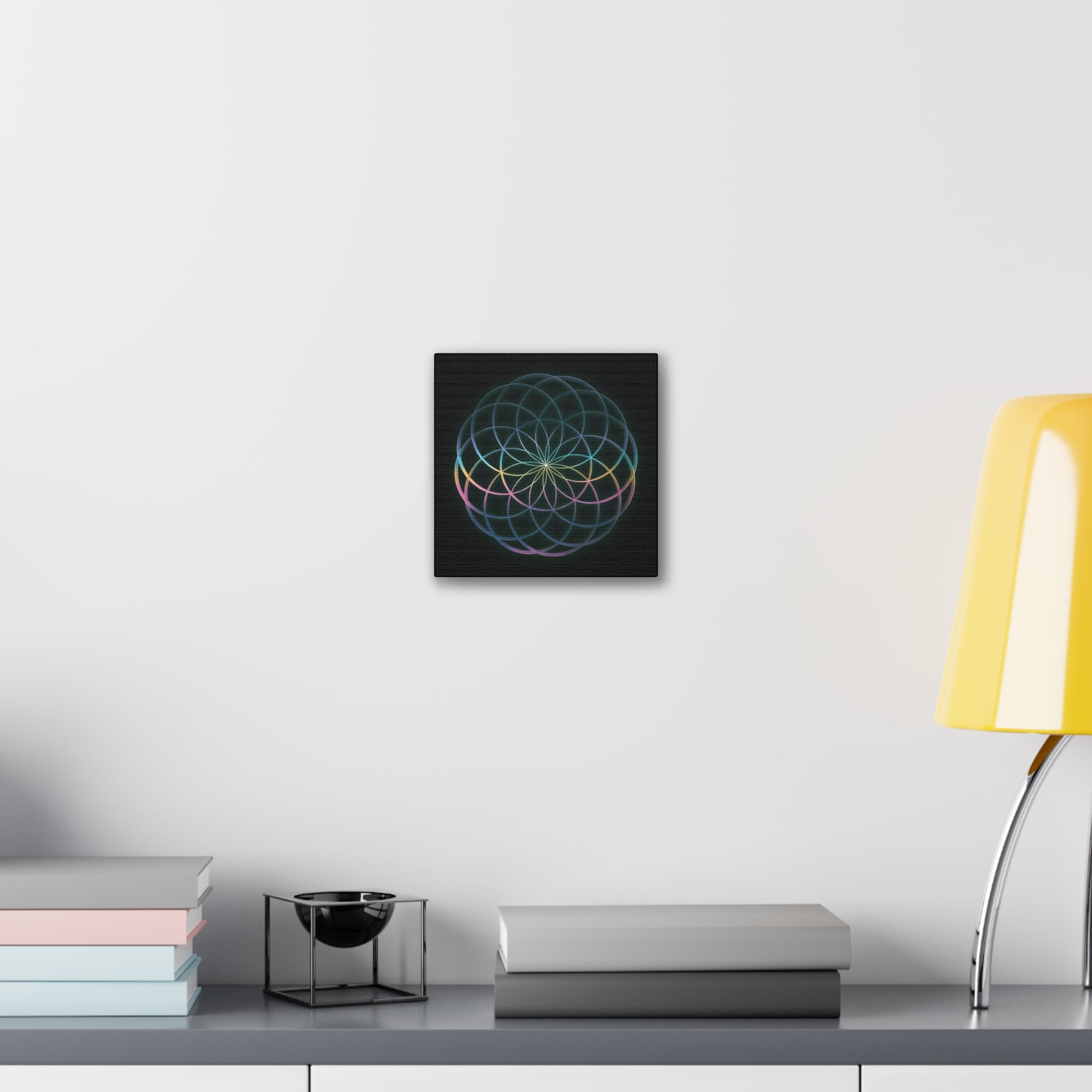 Sacred Geometry - Glowing Canvas Art | Rainbow Flower of Life Stretched Canvas