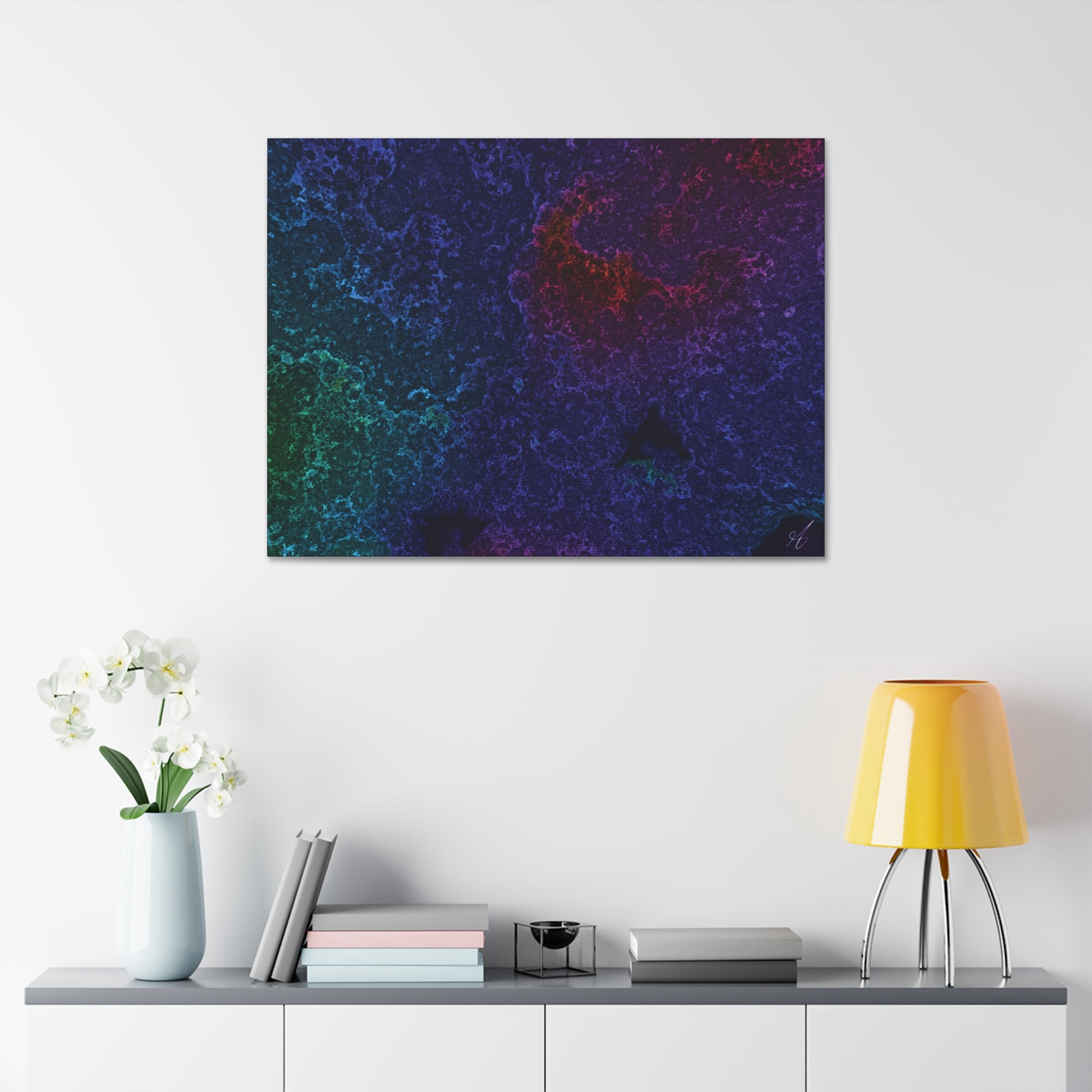 Abstract Nebula Fractal Canvas Art - Rainbow Galaxy Stretched Canvas