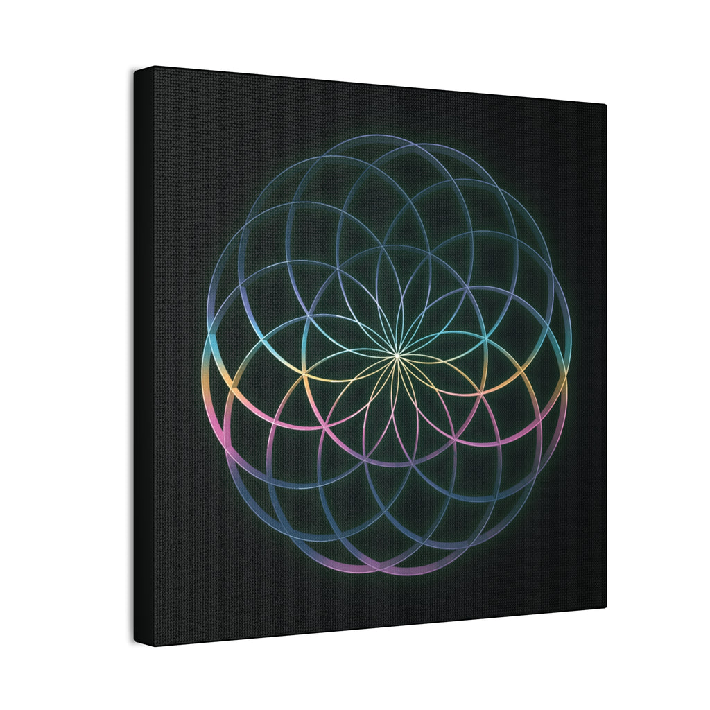 Sacred Geometry - Glowing Canvas Art | Rainbow Flower of Life Stretched Canvas