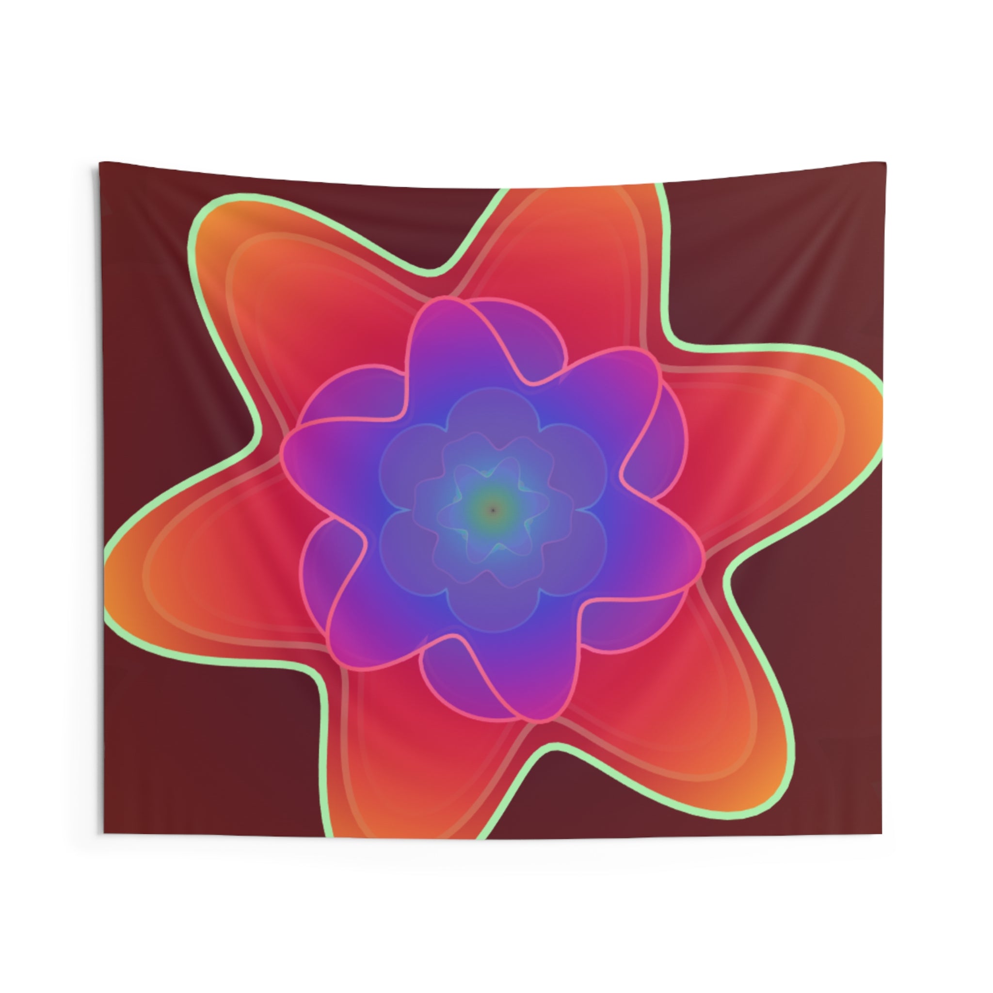Psychedelic Floral Wall Tapestry — Vibrant Retro Starburst Decor