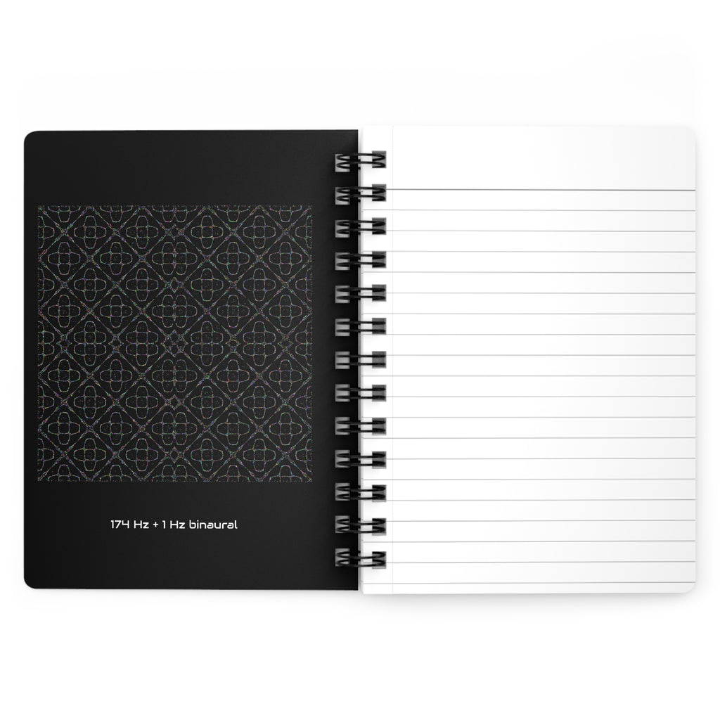 Sacred Geometry 174 Hz "Art by Sound" Cymatics- Spiral Bound Journal | Black Pattern Notebook