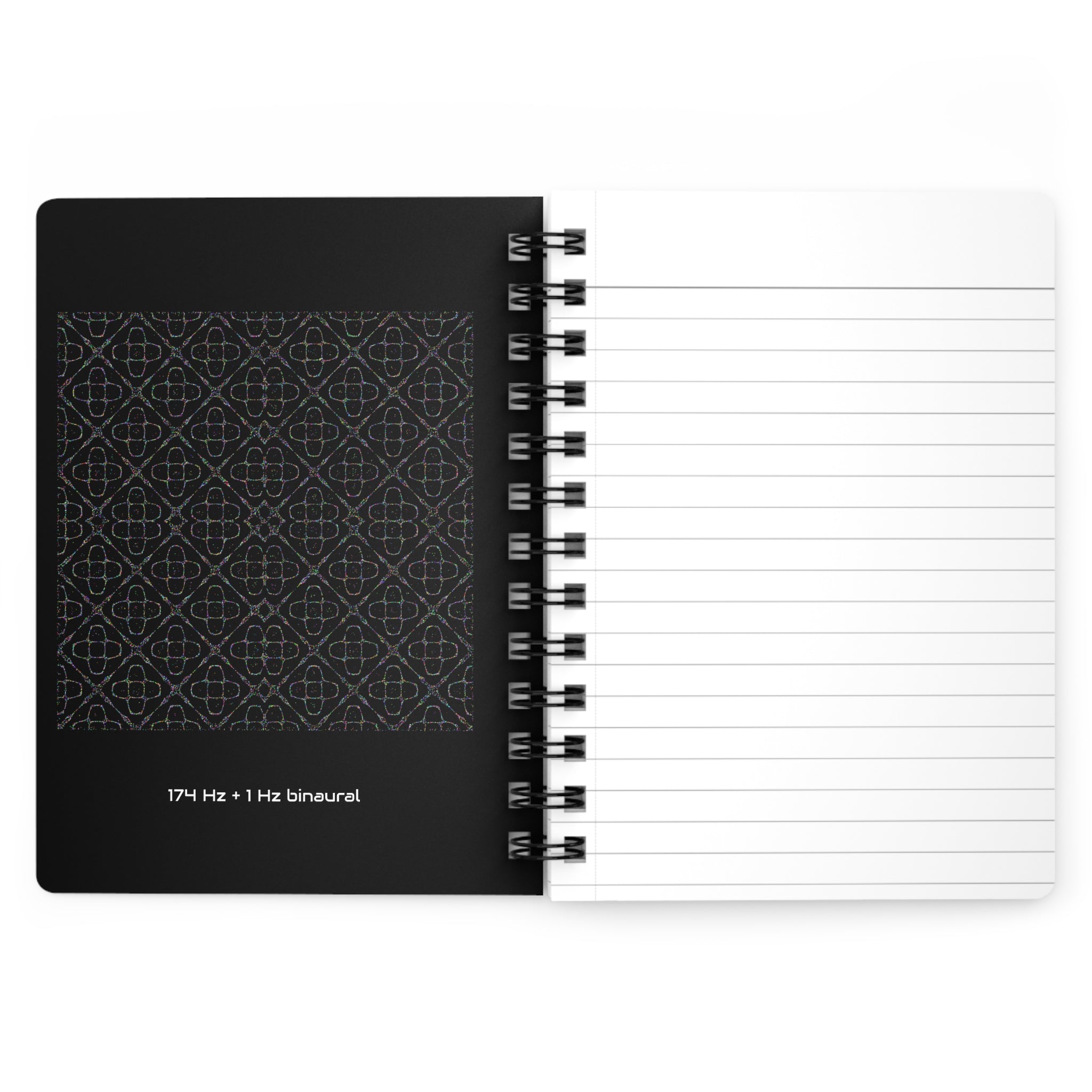 Sacred Geometry 174 Hz "Art by Sound" Cymatics- Spiral Bound Journal | Black Pattern Notebook