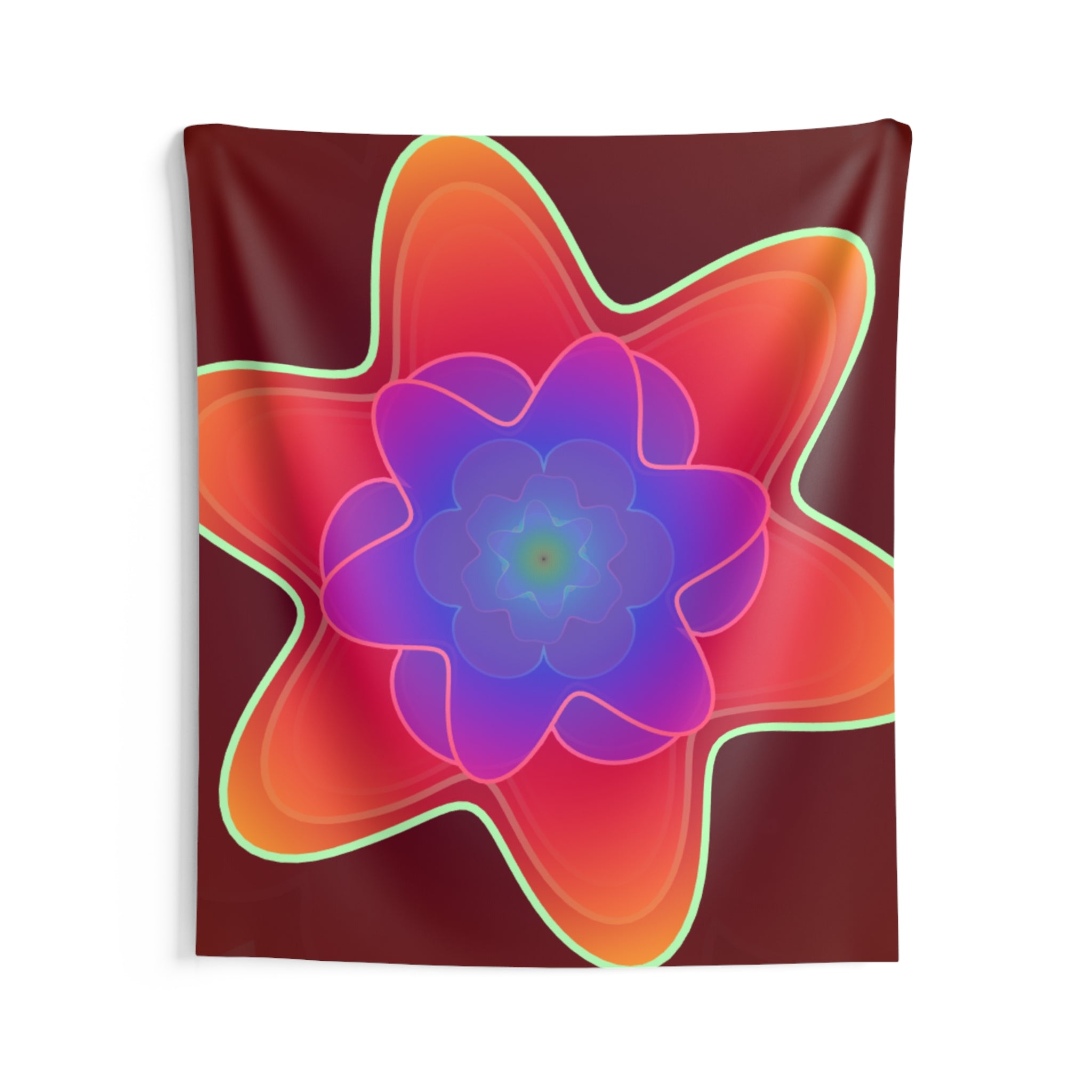 Psychedelic Floral Wall Tapestry — Vibrant Retro Starburst Decor