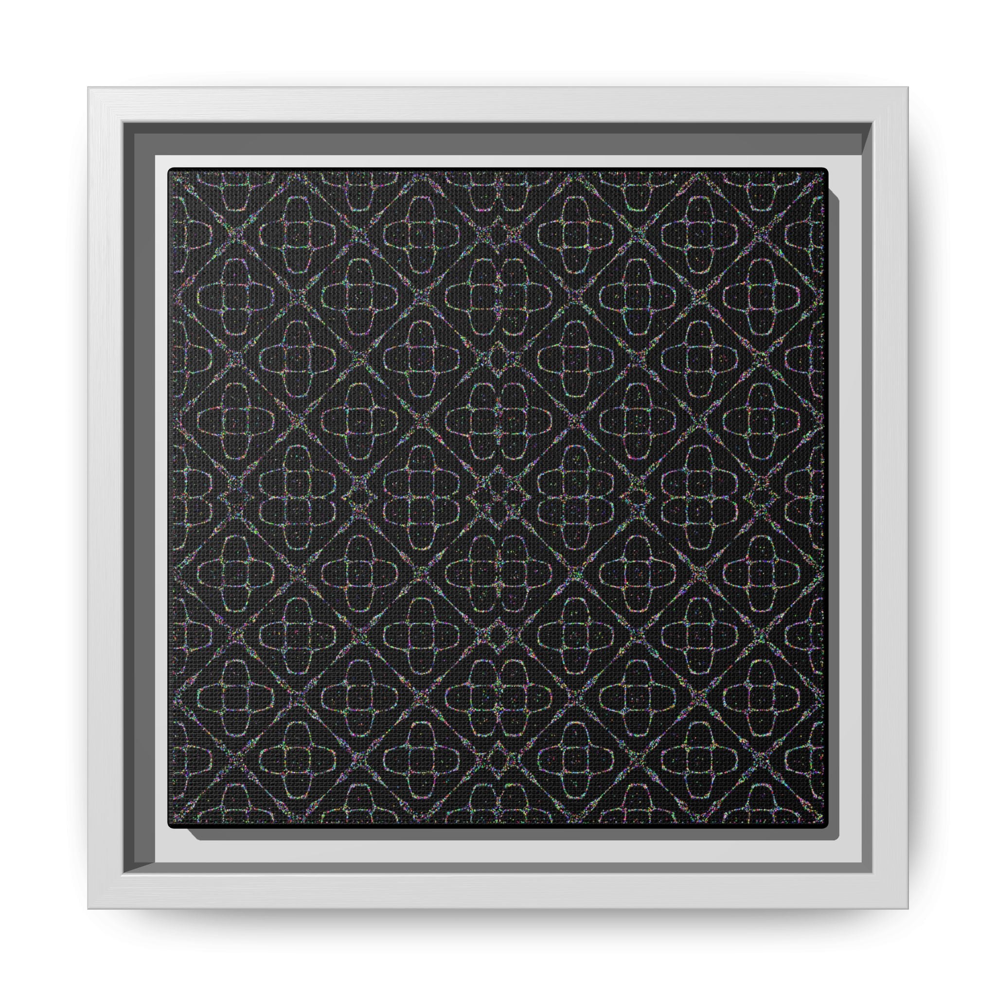 Sacred Geometry 174 Hz "Art by Sound" Cymatics - Framed Matte Canvas (Multi‑Color on Black)