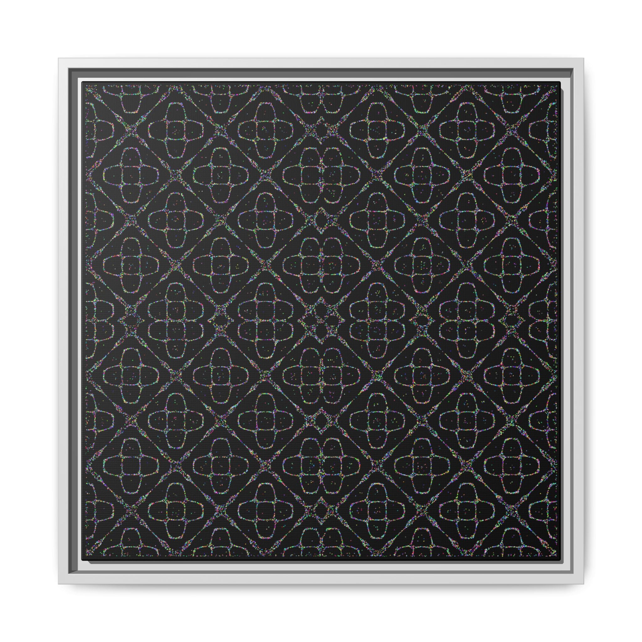 Sacred Geometry 174 Hz "Art by Sound" Cymatics - Framed Matte Canvas (Multi‑Color on Black)