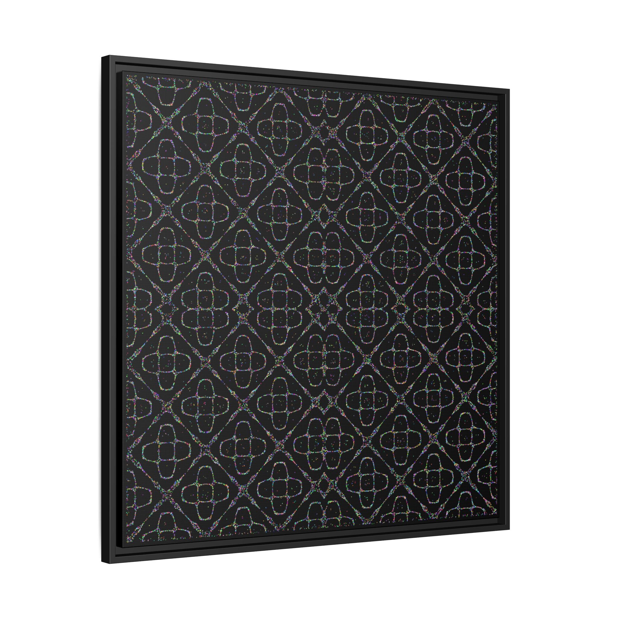Sacred Geometry 174 Hz "Art by Sound" Cymatics - Framed Matte Canvas (Multi‑Color on Black)