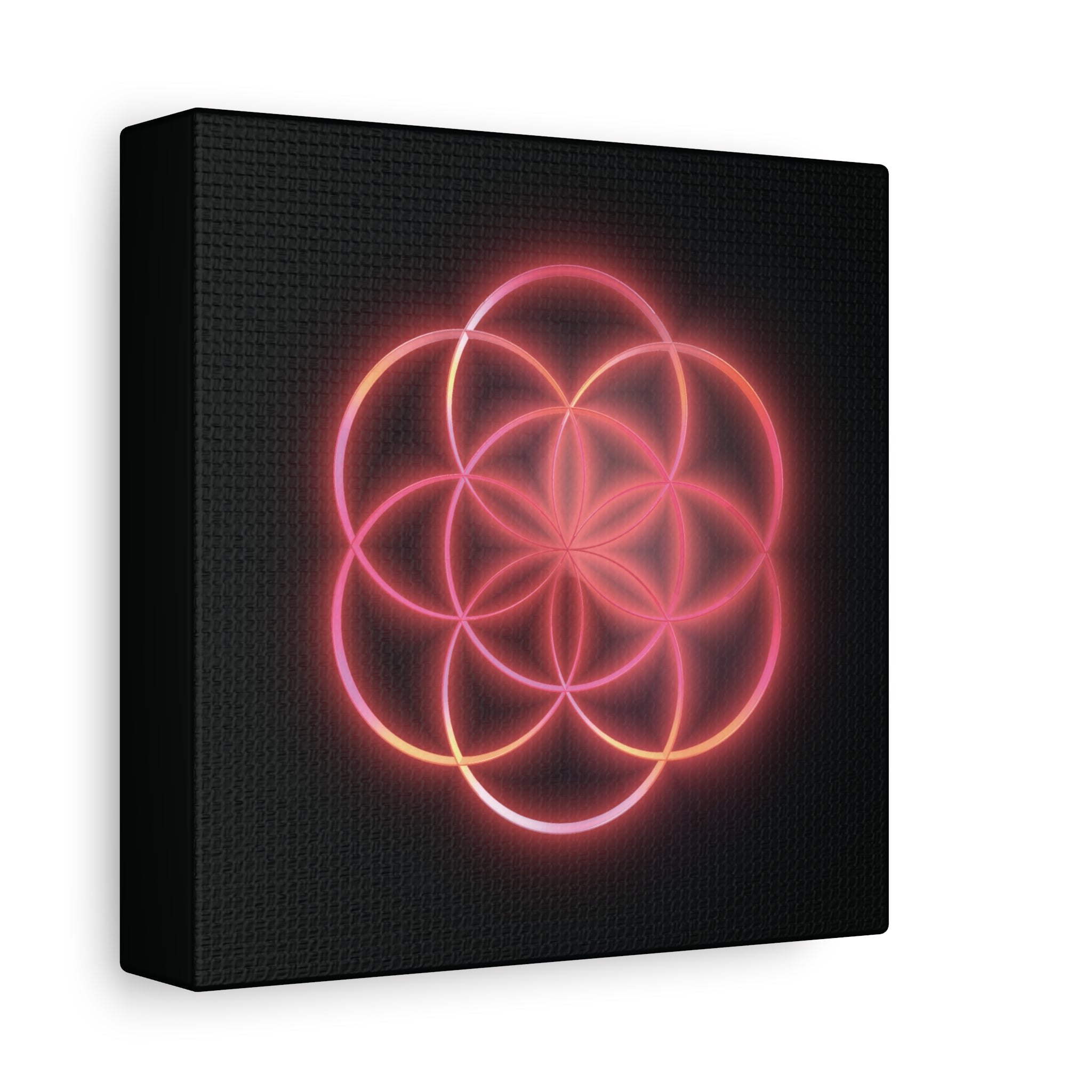 Neon Red Flower of Life Canvas