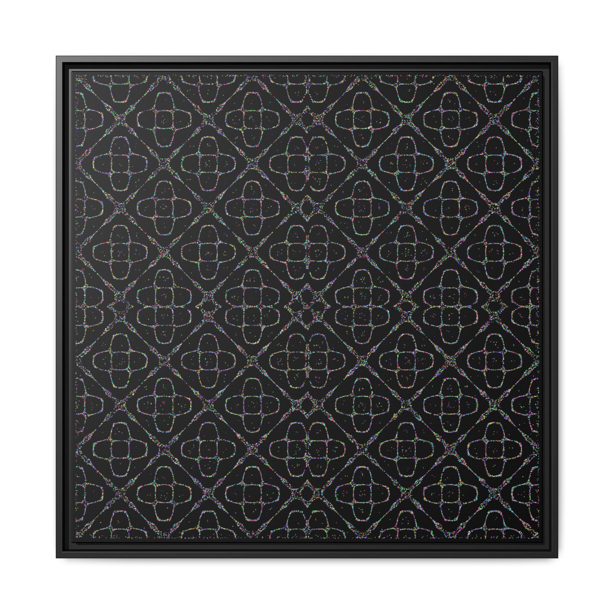 Sacred Geometry 174 Hz "Art by Sound" Cymatics - Framed Matte Canvas (Multi‑Color on Black)