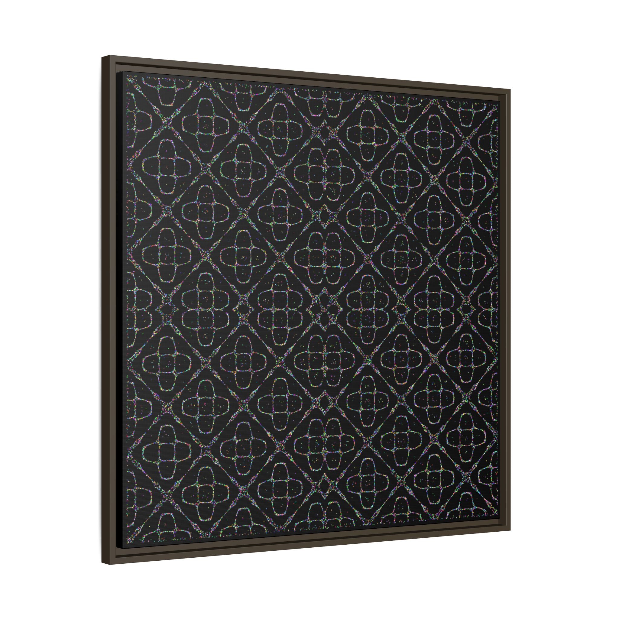 Sacred Geometry 174 Hz "Art by Sound" Cymatics - Framed Matte Canvas (Multi‑Color on Black)
