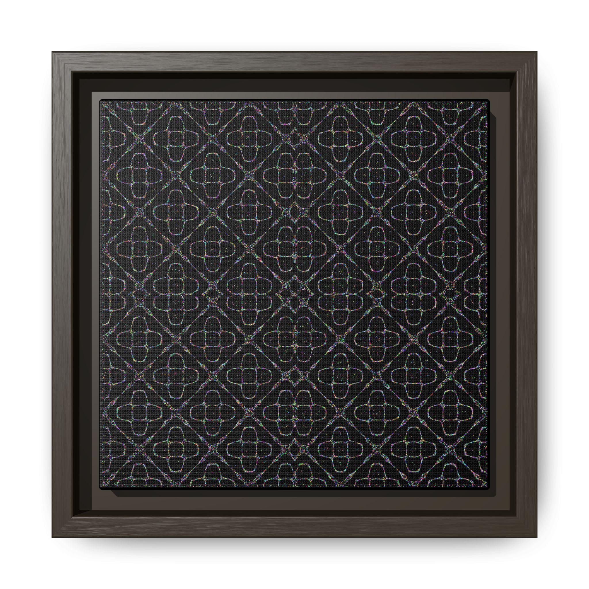 Sacred Geometry 174 Hz "Art by Sound" Cymatics - Framed Matte Canvas (Multi‑Color on Black)