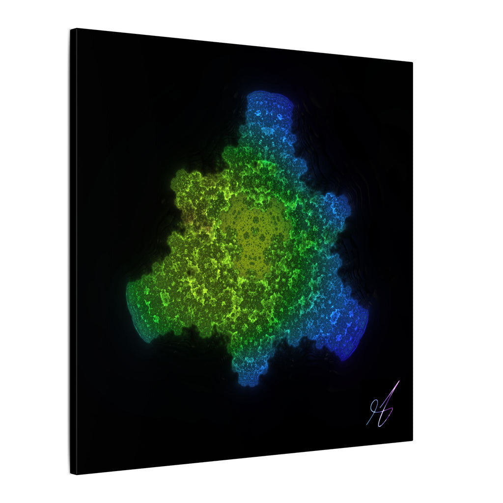 Abstract Fractal Green Blue Nebula Matte Canvas