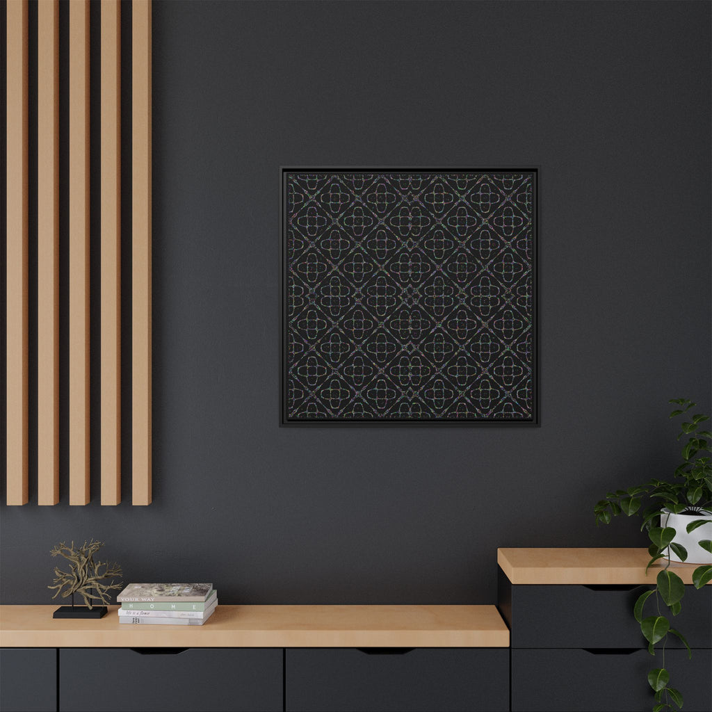 Sacred Geometry 174 Hz "Art by Sound" Cymatics - Framed Matte Canvas (Multi‑Color on Black)
