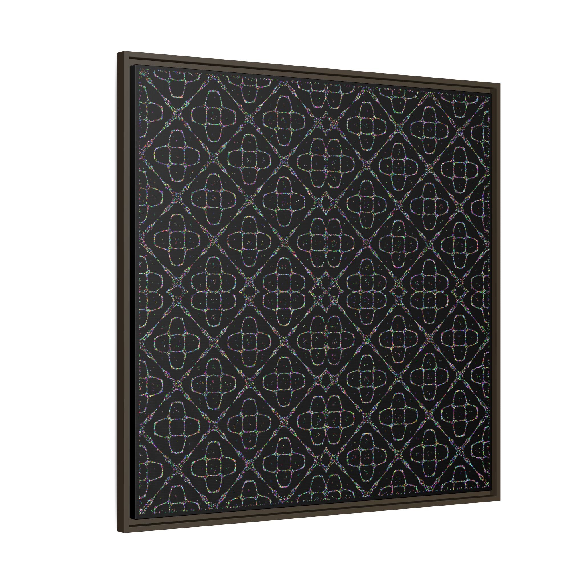 Sacred Geometry 174 Hz "Art by Sound" Cymatics - Framed Matte Canvas (Multi‑Color on Black)