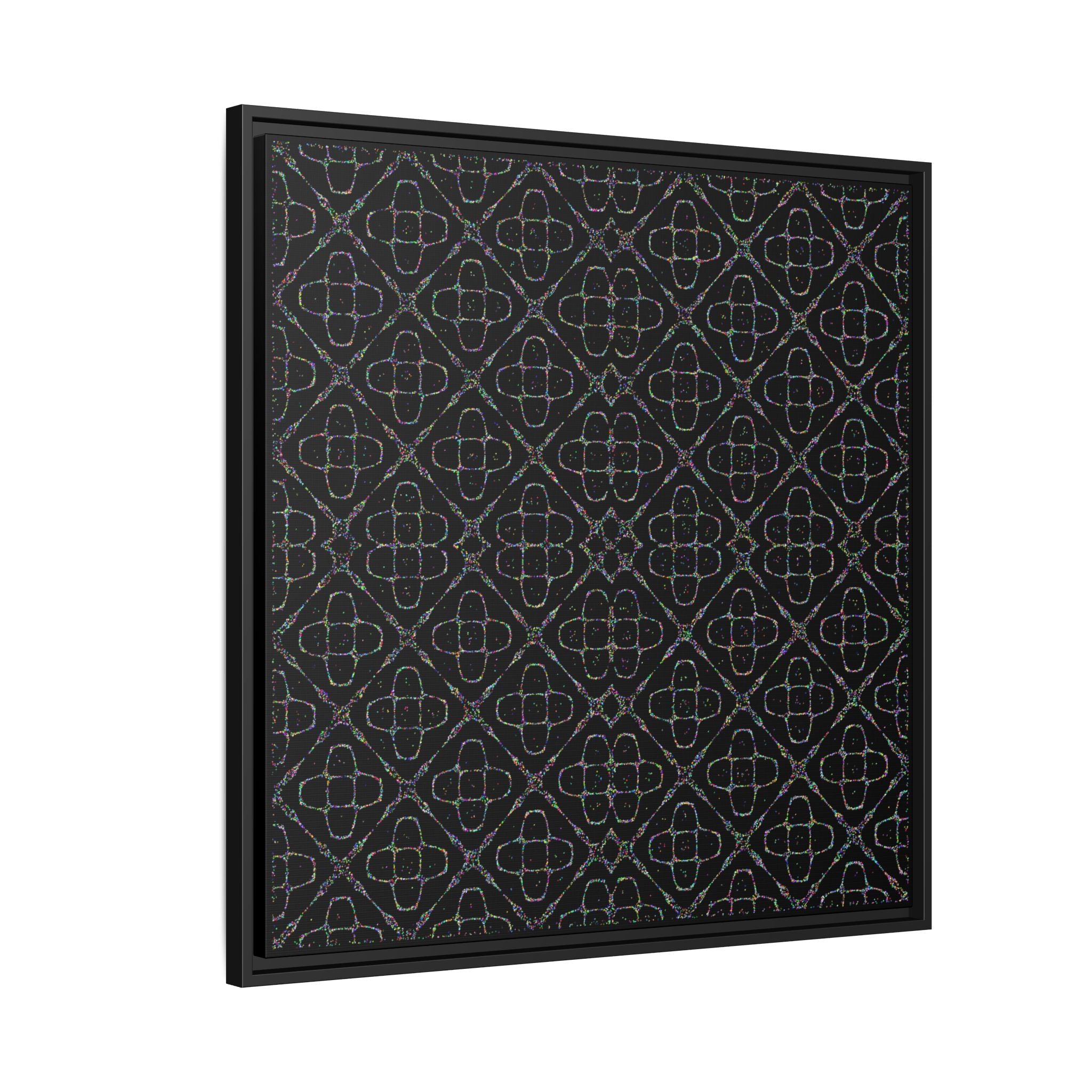 Sacred Geometry 174 Hz "Art by Sound" Cymatics - Framed Matte Canvas (Multi‑Color on Black)