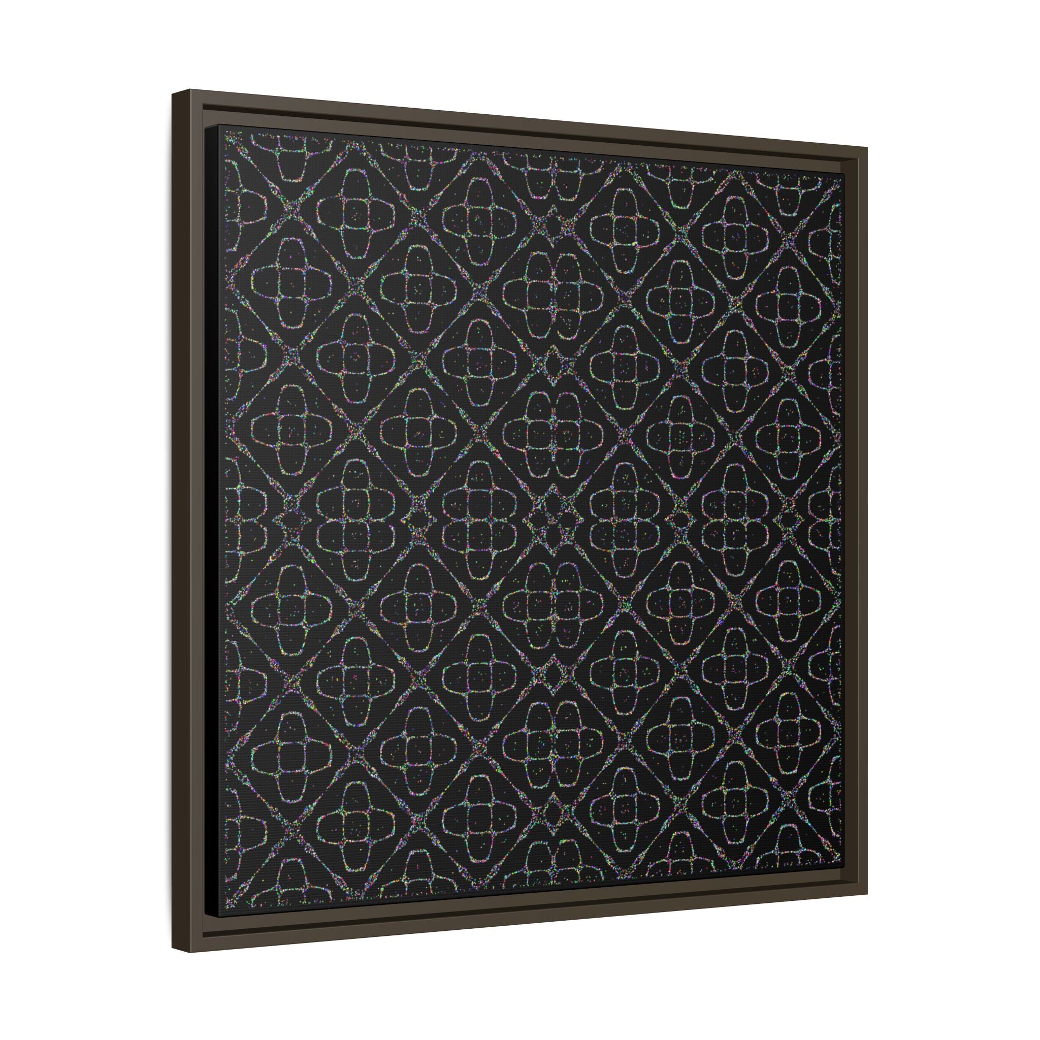 Sacred Geometry 174 Hz "Art by Sound" Cymatics - Framed Matte Canvas (Multi‑Color on Black)