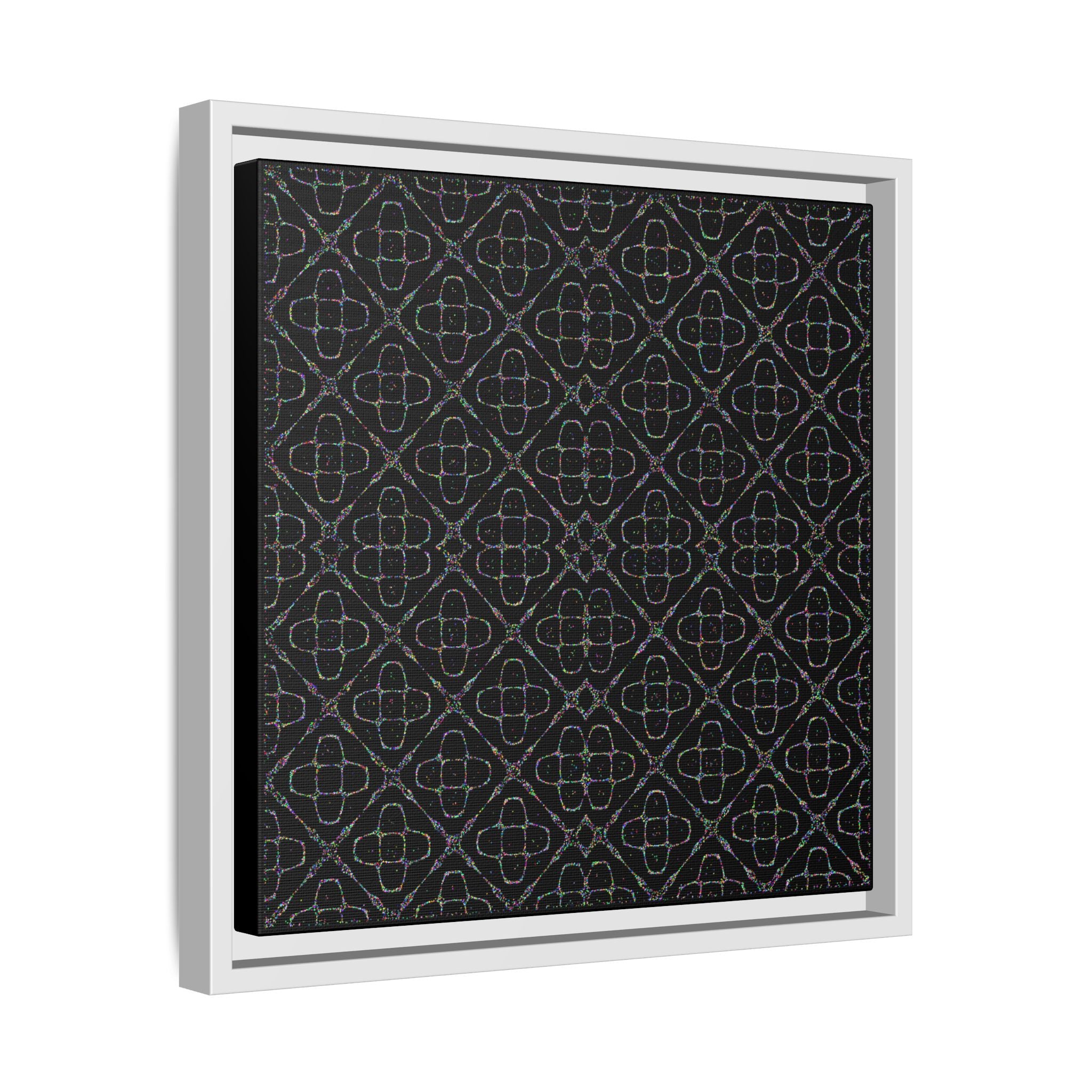 Sacred Geometry 174 Hz "Art by Sound" Cymatics - Framed Matte Canvas (Multi‑Color on Black)