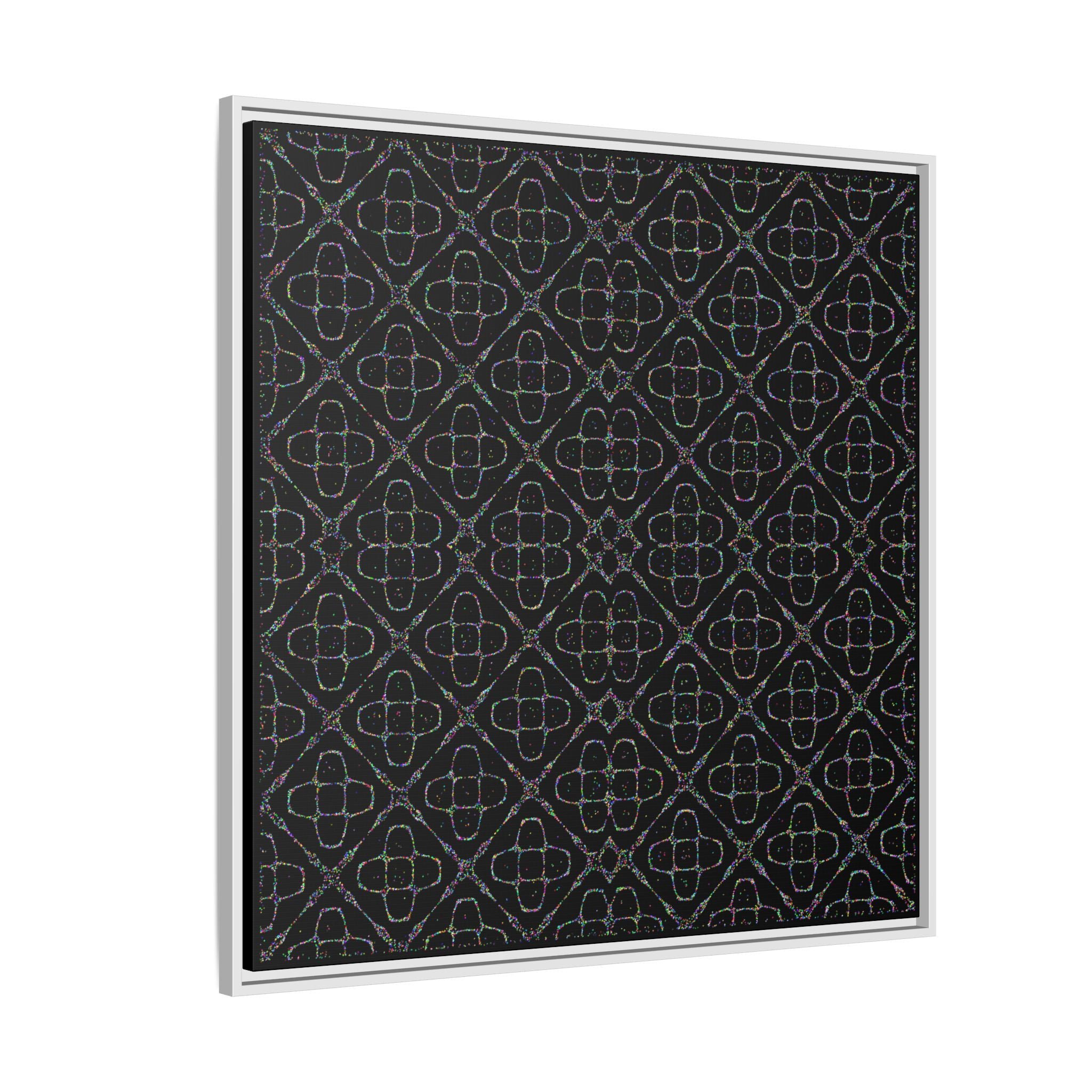 Sacred Geometry 174 Hz "Art by Sound" Cymatics - Framed Matte Canvas (Multi‑Color on Black)