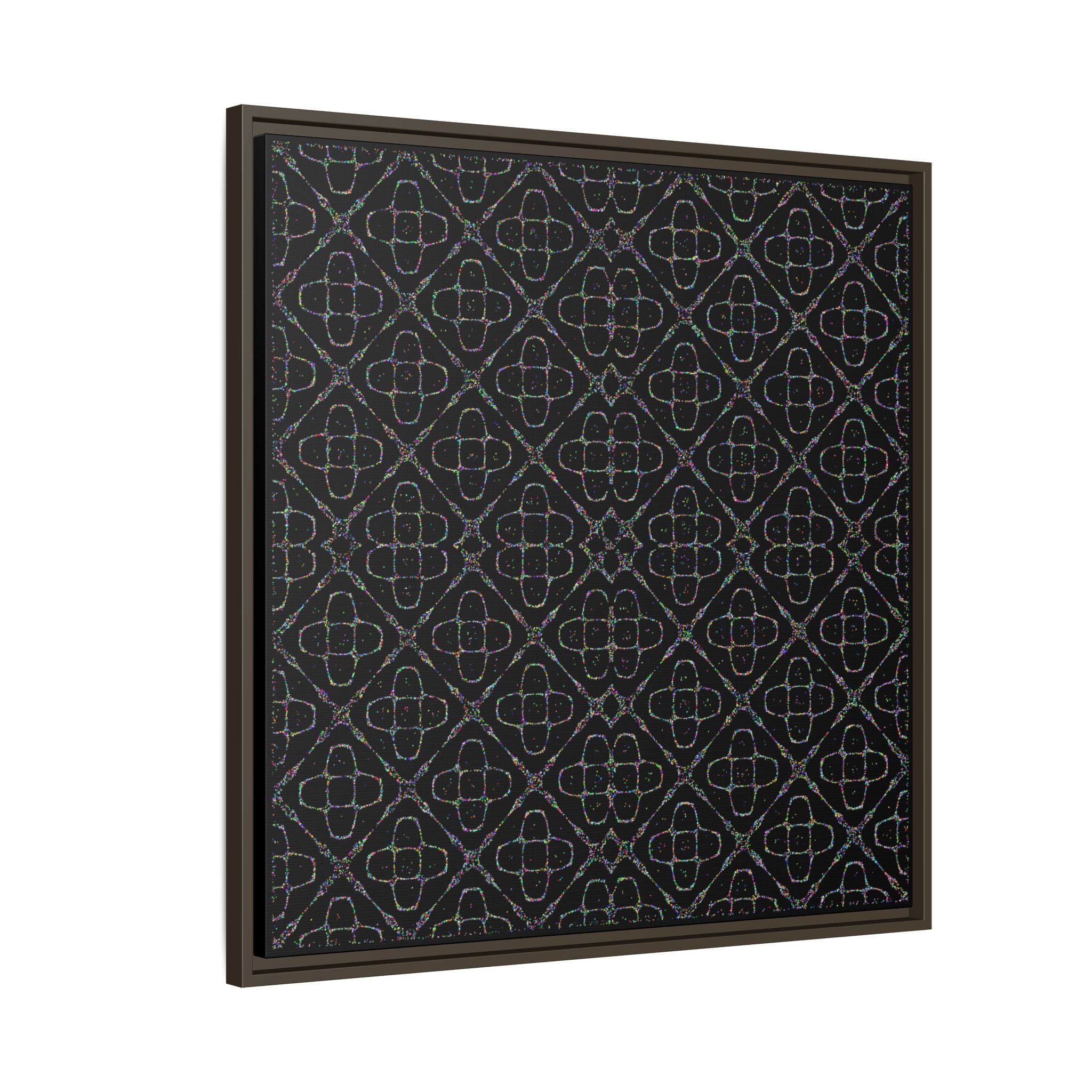Sacred Geometry 174 Hz "Art by Sound" Cymatics - Framed Matte Canvas (Multi‑Color on Black)