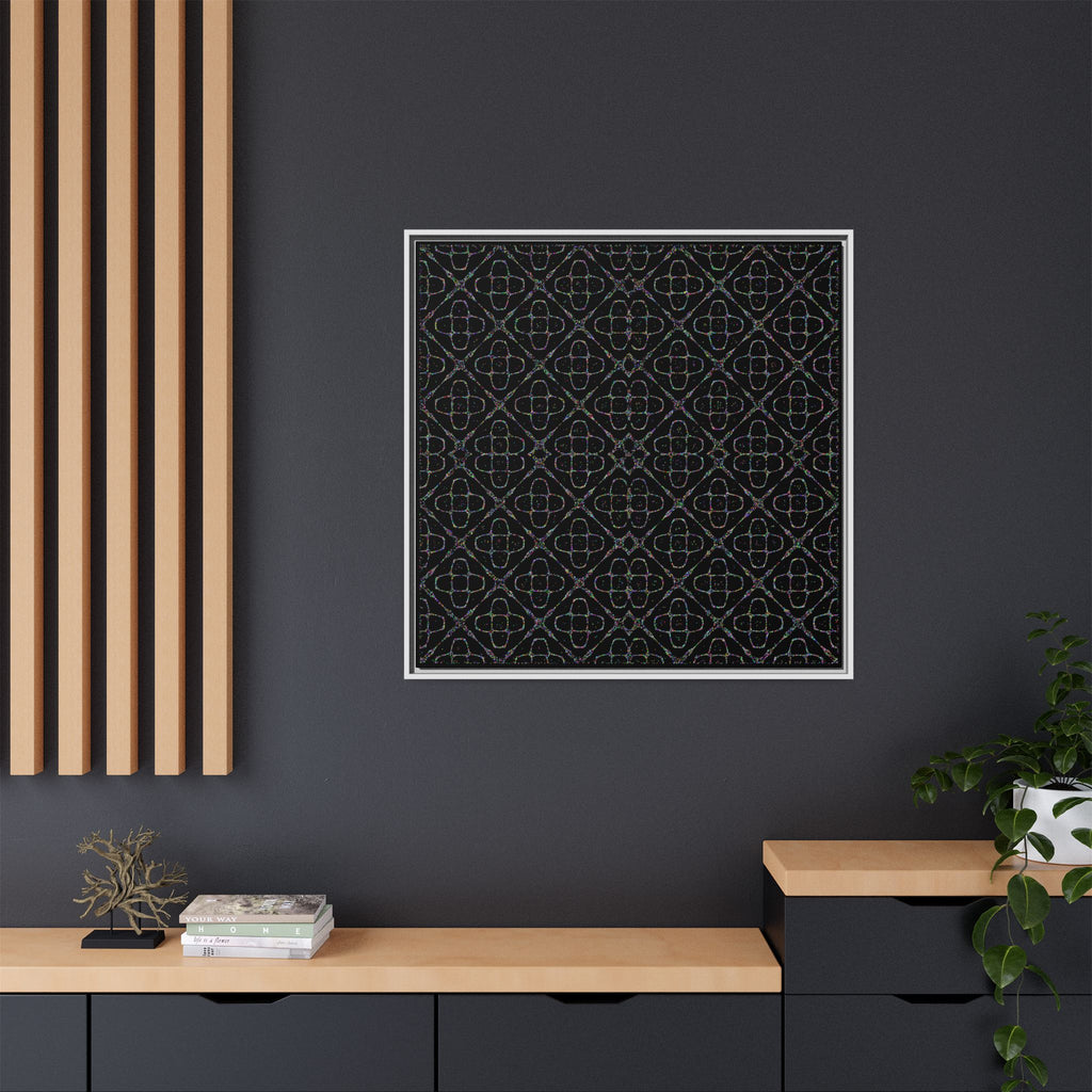 Sacred Geometry 174 Hz "Art by Sound" Cymatics - Framed Matte Canvas (Multi‑Color on Black)