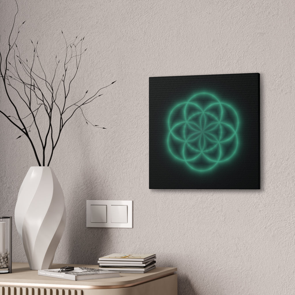 Neon Sacred Geometry - Flower of Life Canvas