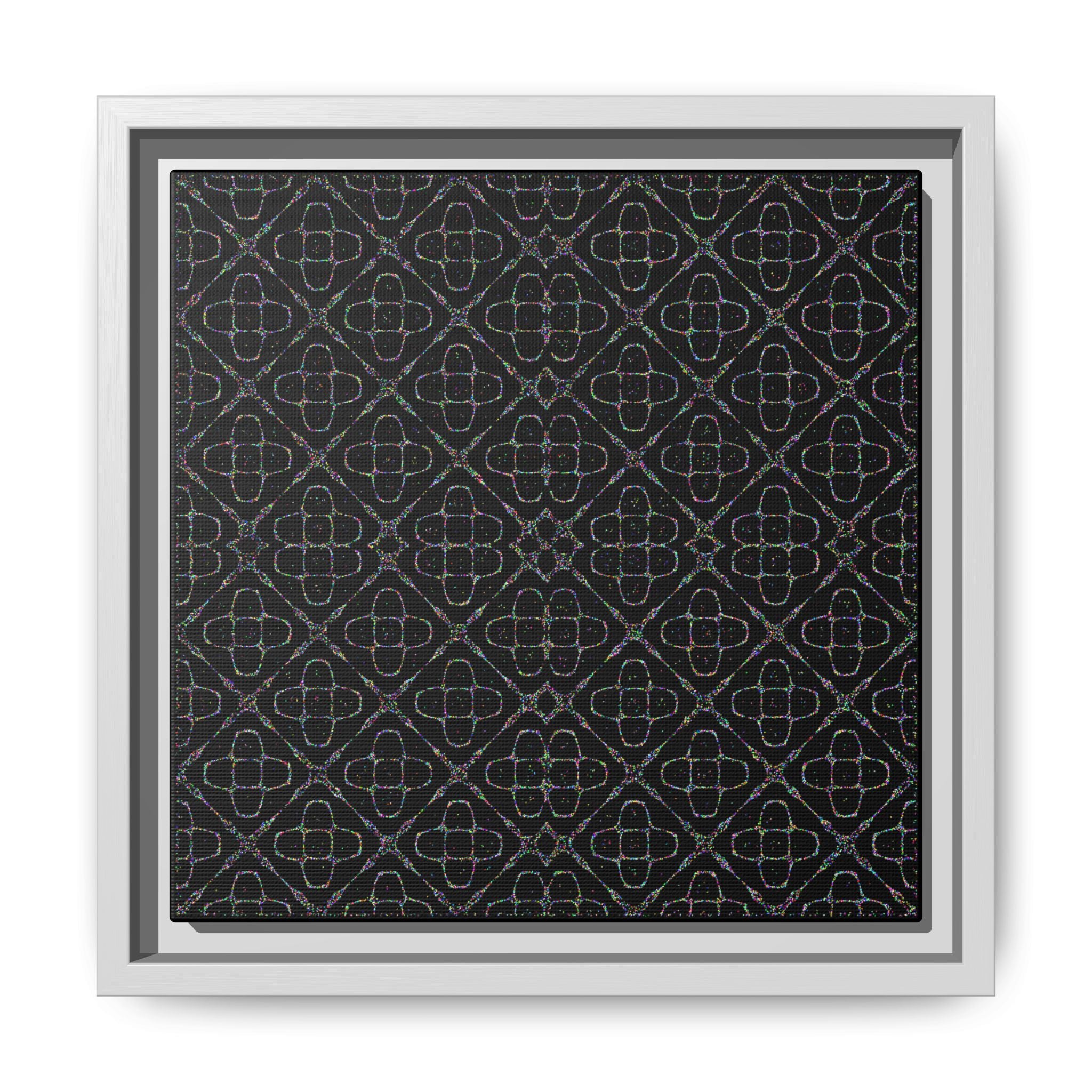 Sacred Geometry 174 Hz "Art by Sound" Cymatics - Framed Matte Canvas (Multi‑Color on Black)