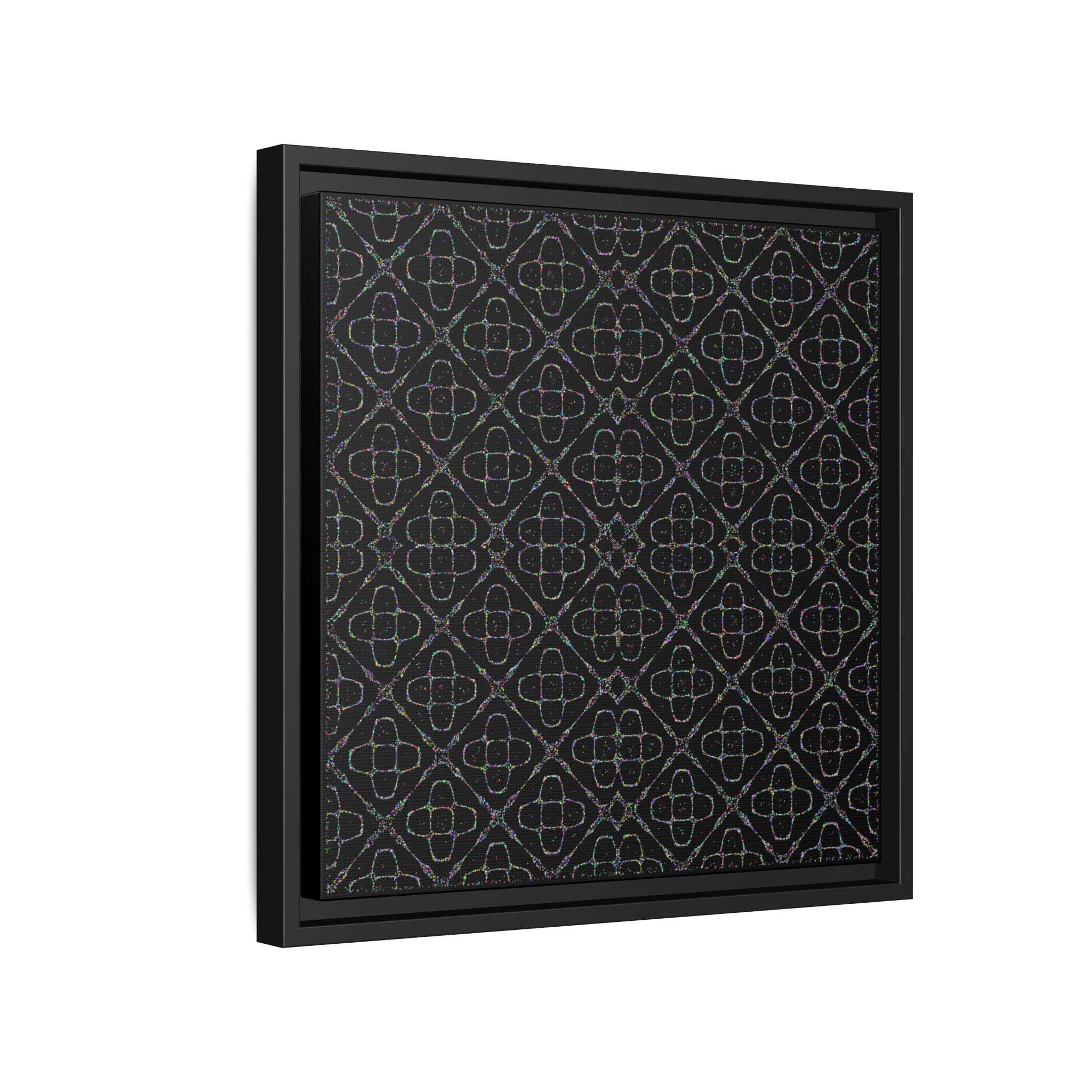 Sacred Geometry 174 Hz "Art by Sound" Cymatics - Framed Matte Canvas (Multi‑Color on Black)