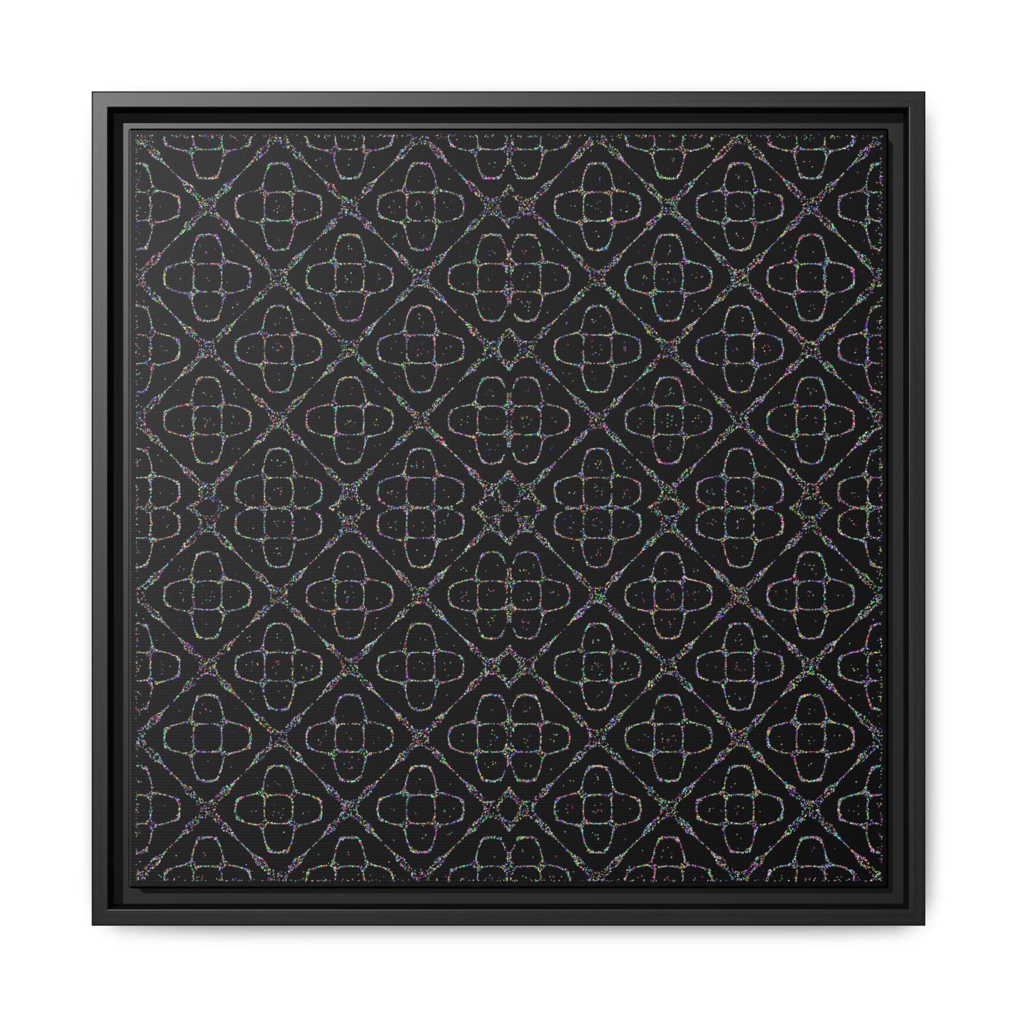Sacred Geometry 174 Hz "Art by Sound" Cymatics - Framed Matte Canvas (Multi‑Color on Black)