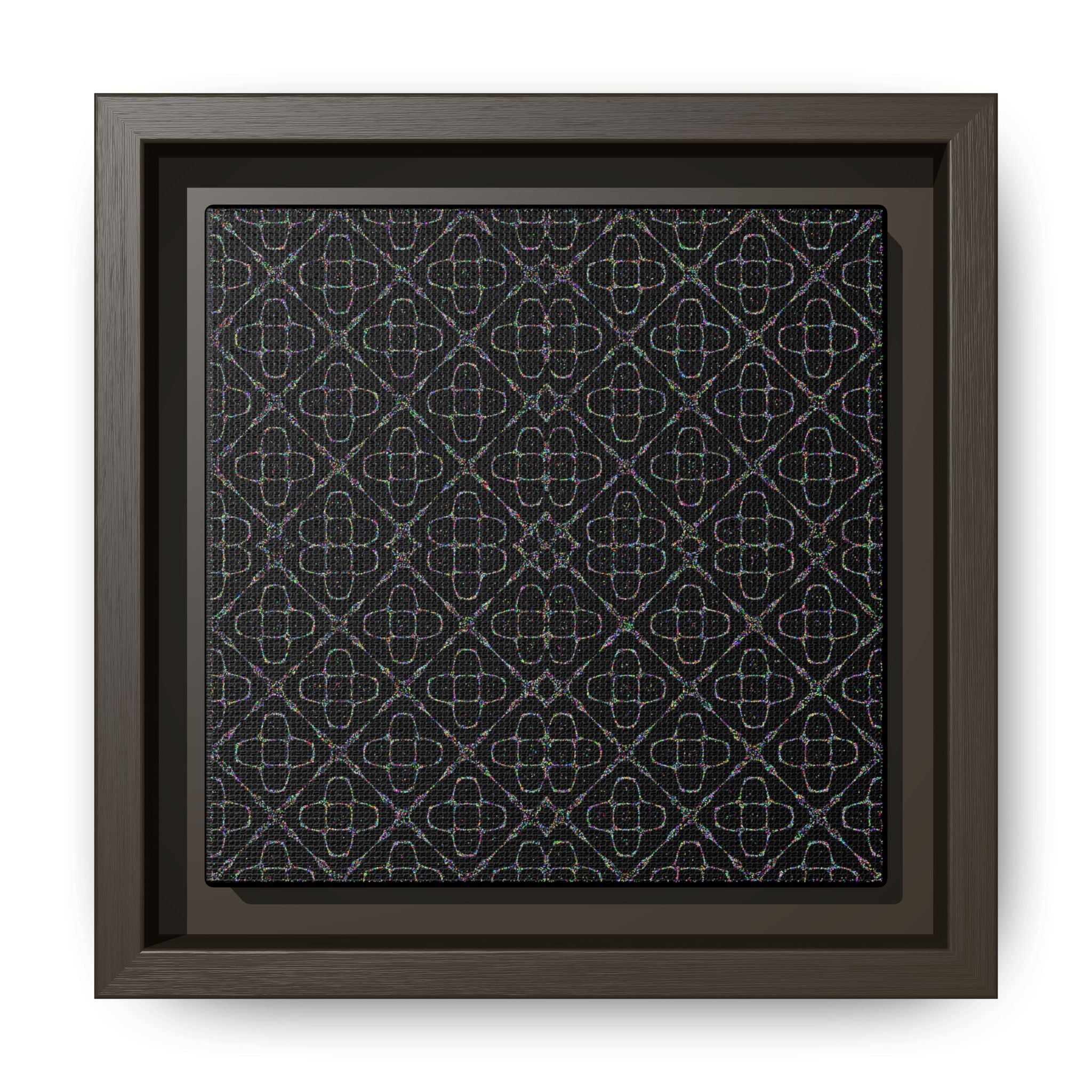 Sacred Geometry 174 Hz "Art by Sound" Cymatics - Framed Matte Canvas (Multi‑Color on Black)