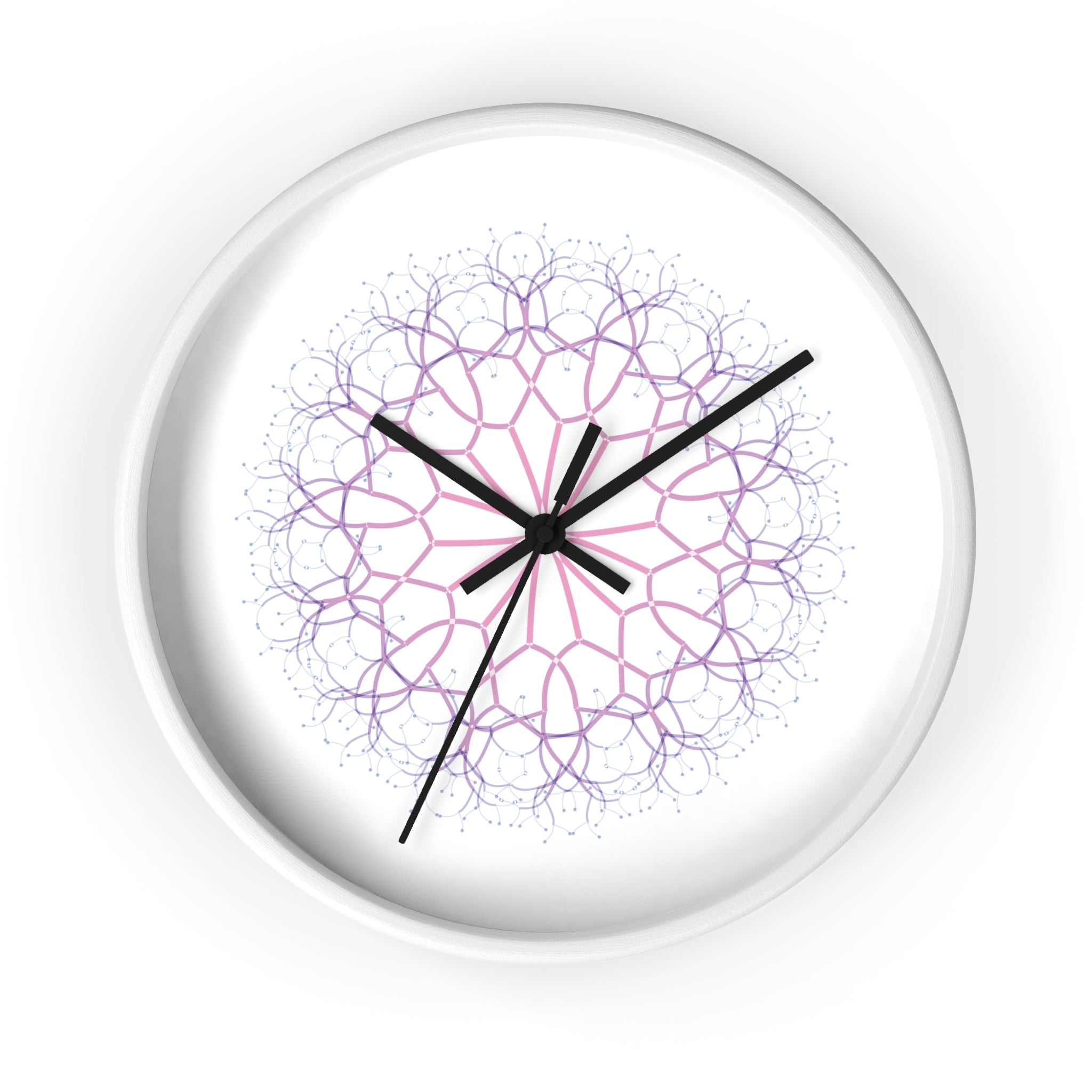 Mandala Wall Clock — Pastel Pink & Lavender Geometric Decorative Clock