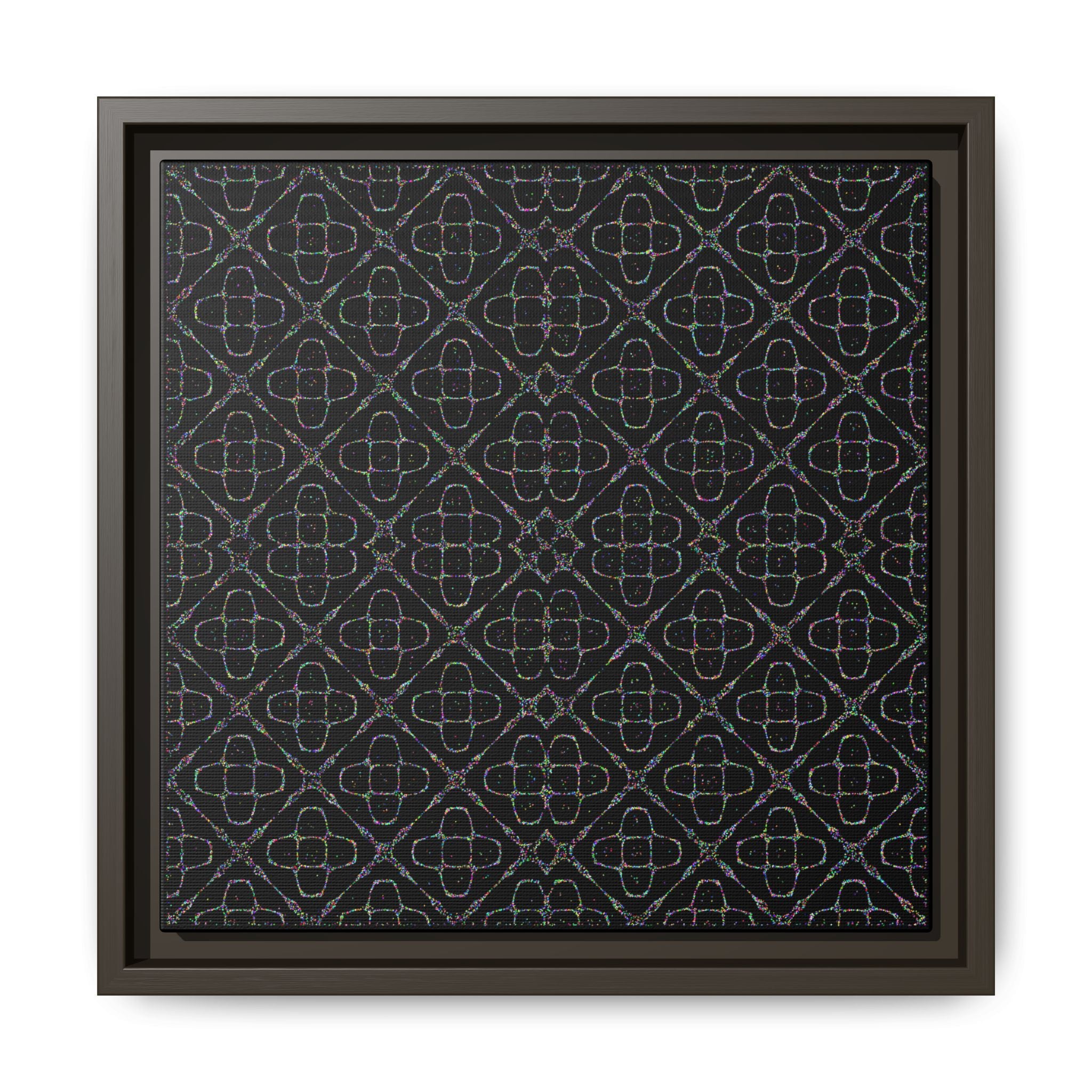 Sacred Geometry 174 Hz "Art by Sound" Cymatics - Framed Matte Canvas (Multi‑Color on Black)