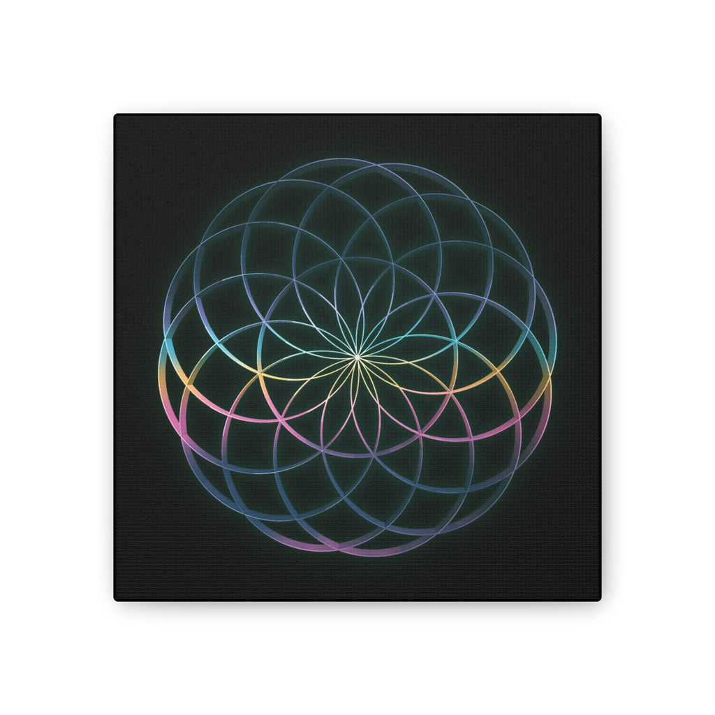 Sacred Geometry - Glowing Canvas Art | Rainbow Flower of Life Stretched Canvas