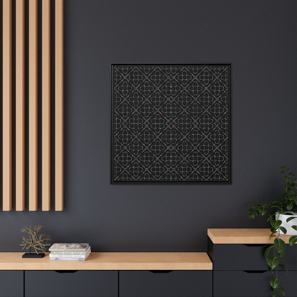 Sacred Geometry 174 Hz "Art by Sound" Cymatics - Framed Matte Canvas (Multi‑Color on Black)