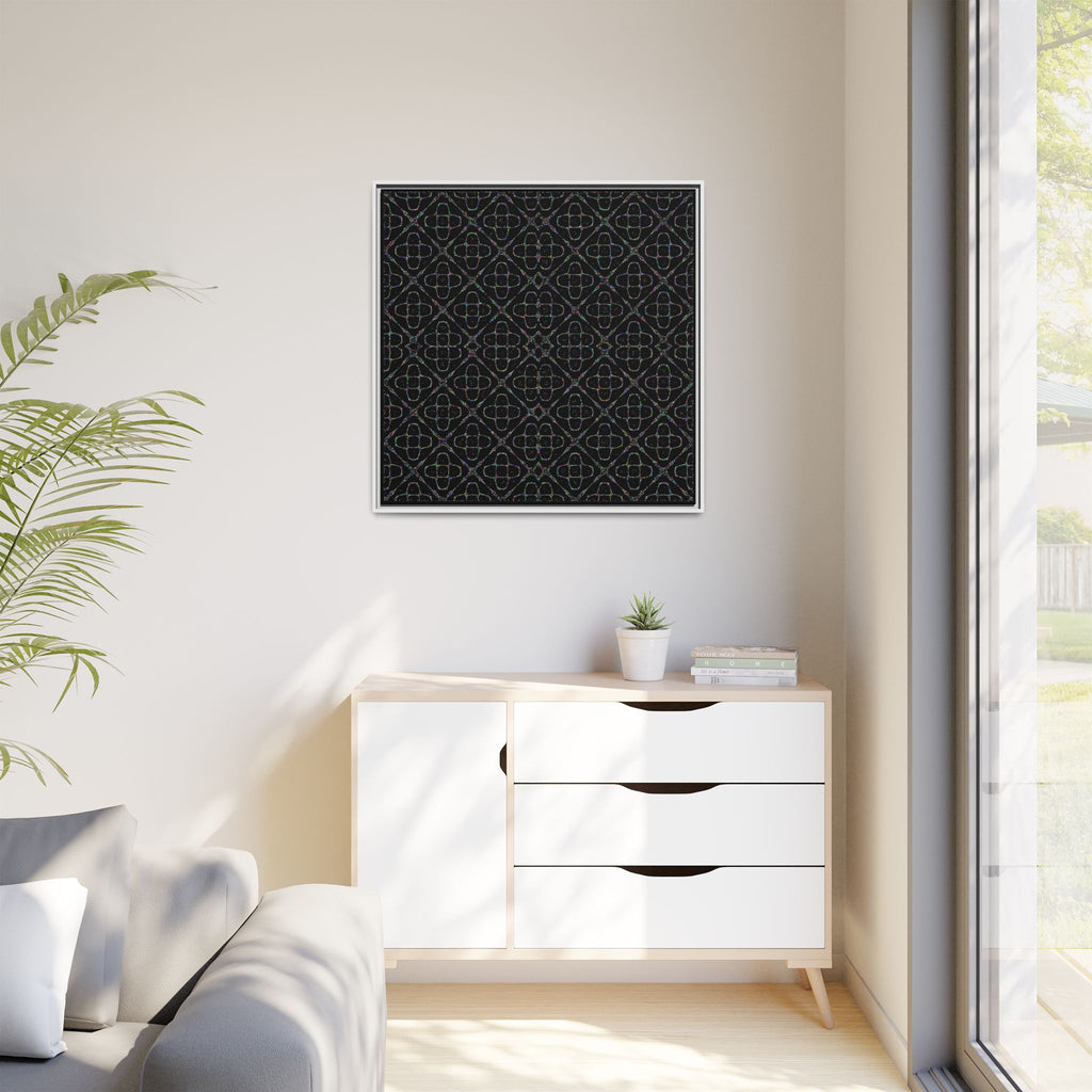 Sacred Geometry 174 Hz "Art by Sound" Cymatics - Framed Matte Canvas (Multi‑Color on Black)