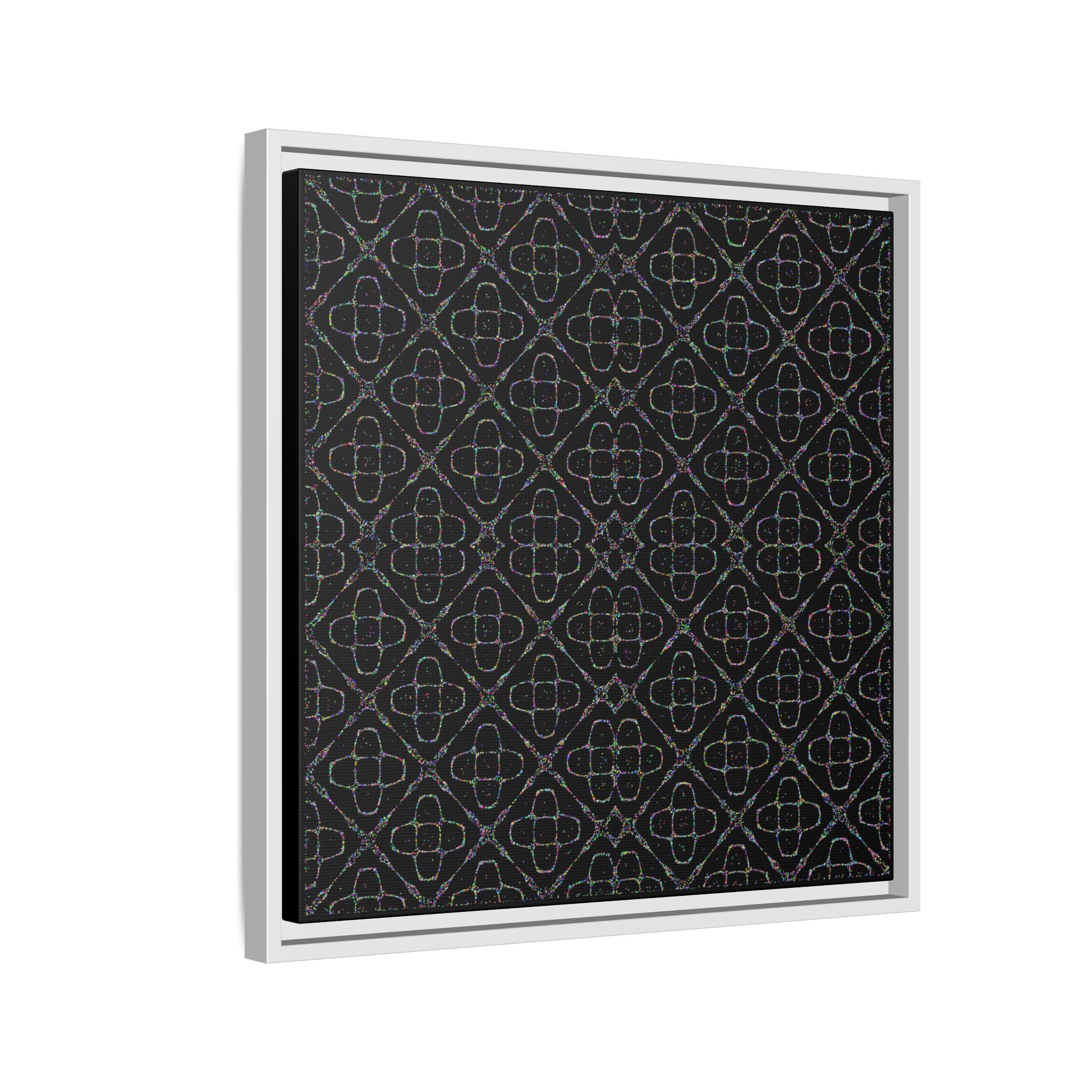 Sacred Geometry 174 Hz "Art by Sound" Cymatics - Framed Matte Canvas (Multi‑Color on Black)