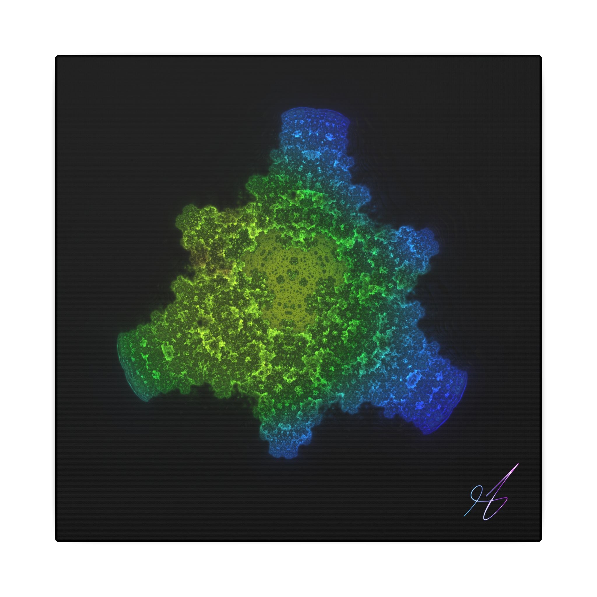 Abstract Fractal Green Blue Nebula Matte Canvas