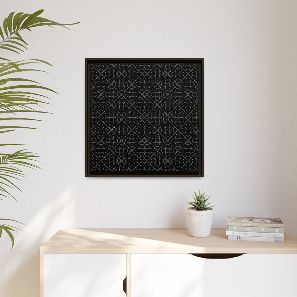 Sacred Geometry 174 Hz "Art by Sound" Cymatics - Framed Matte Canvas (Multi‑Color on Black)