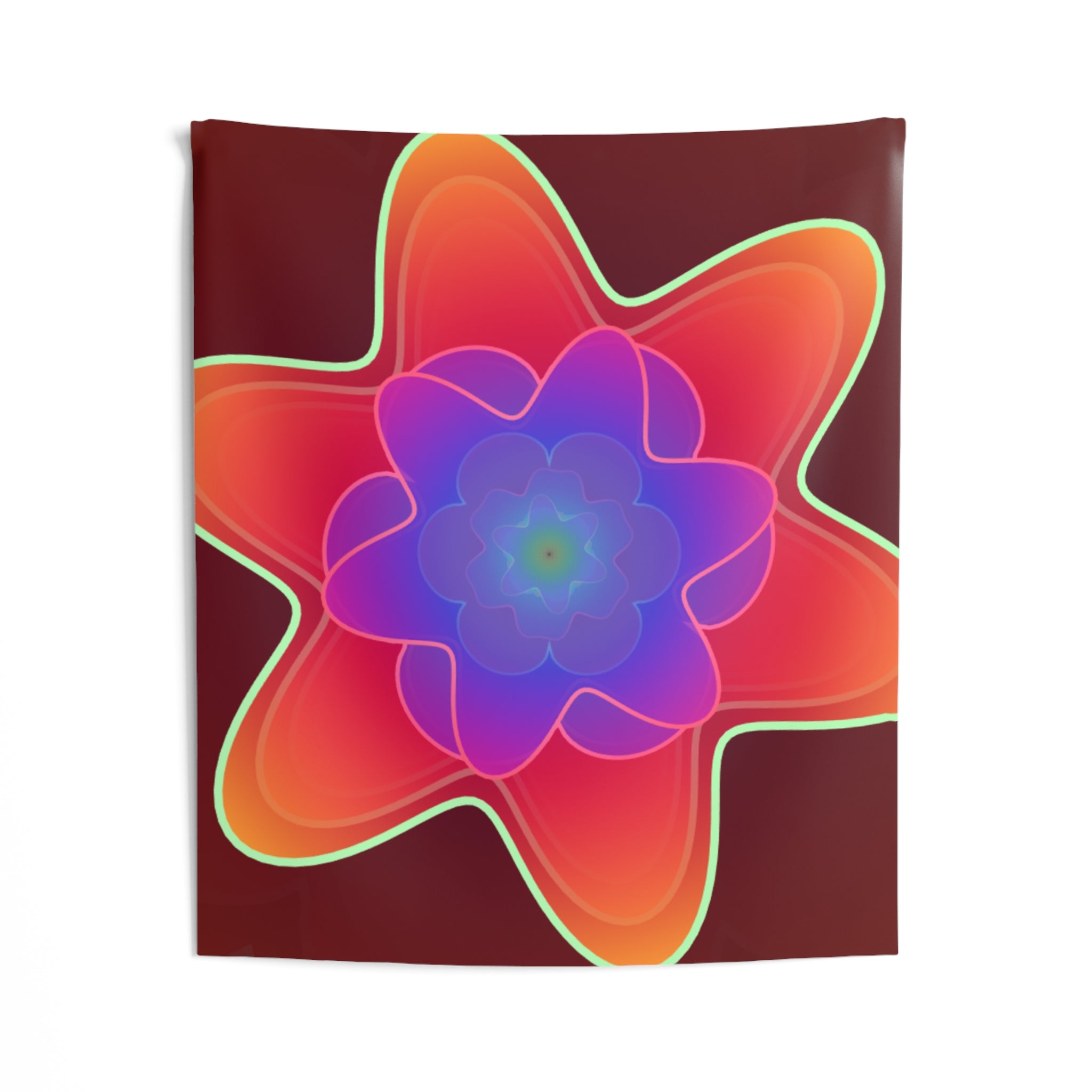 Psychedelic Floral Wall Tapestry — Vibrant Retro Starburst Decor