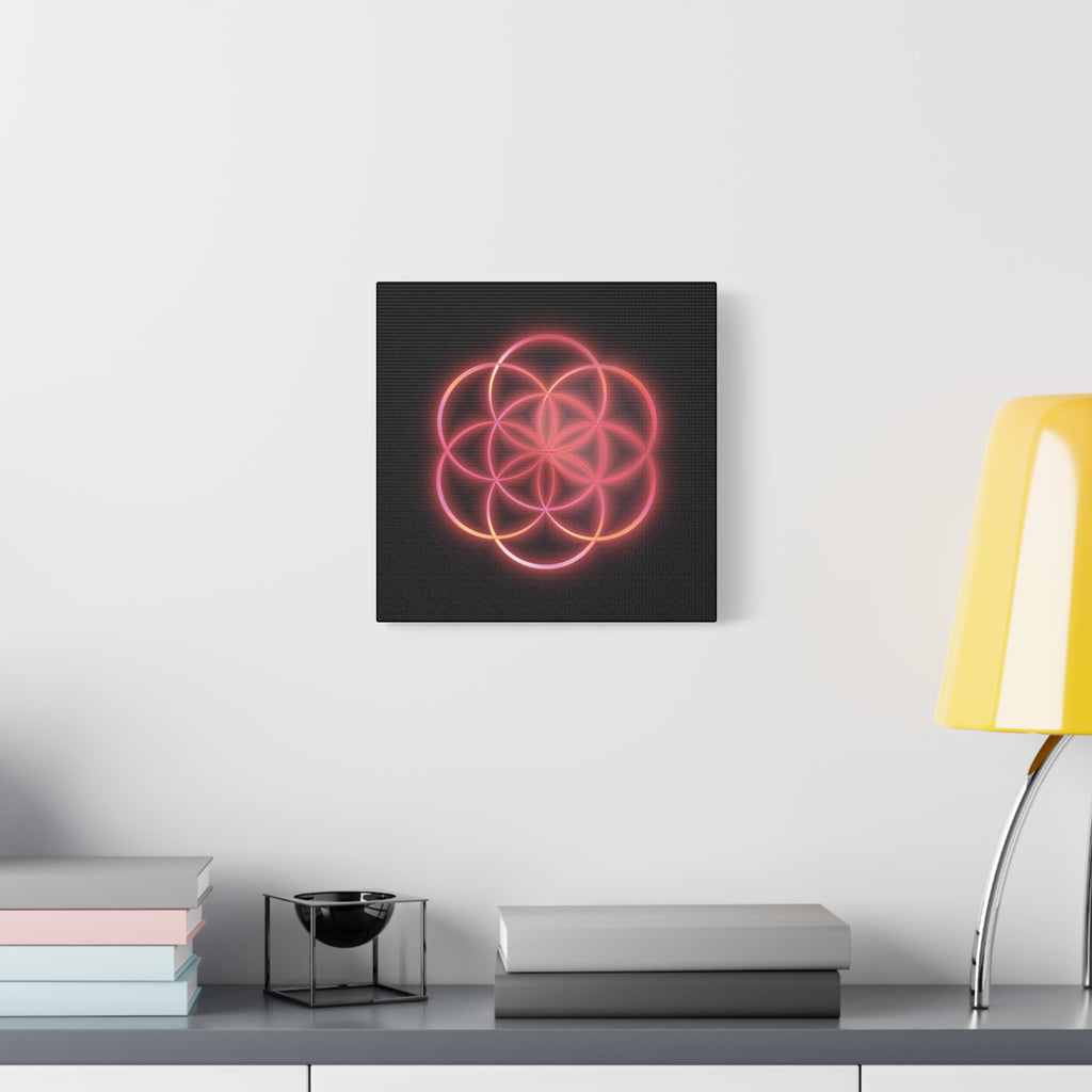 Neon Red Flower of Life Canvas