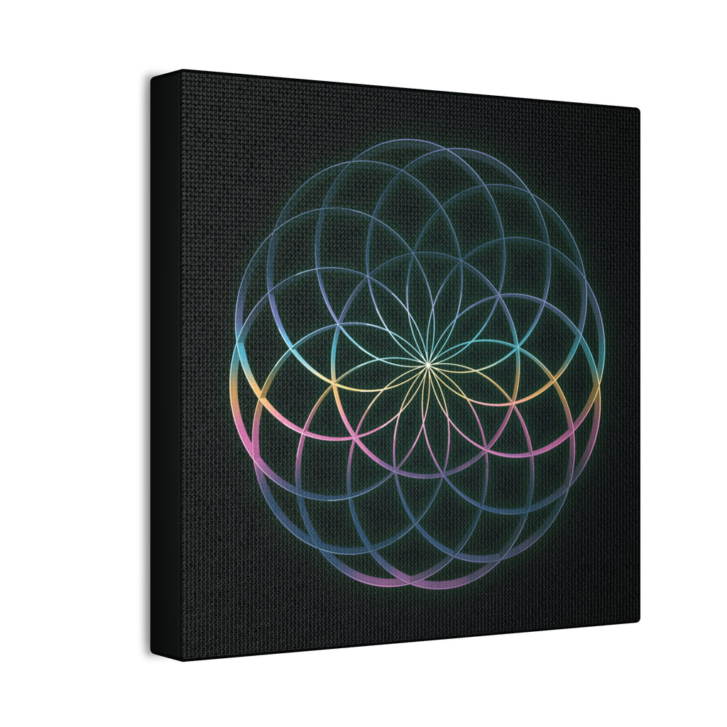 Sacred Geometry - Glowing Canvas Art | Rainbow Flower of Life Stretched Canvas