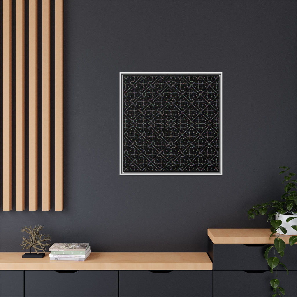 Sacred Geometry 174 Hz "Art by Sound" Cymatics - Framed Matte Canvas (Multi‑Color on Black)